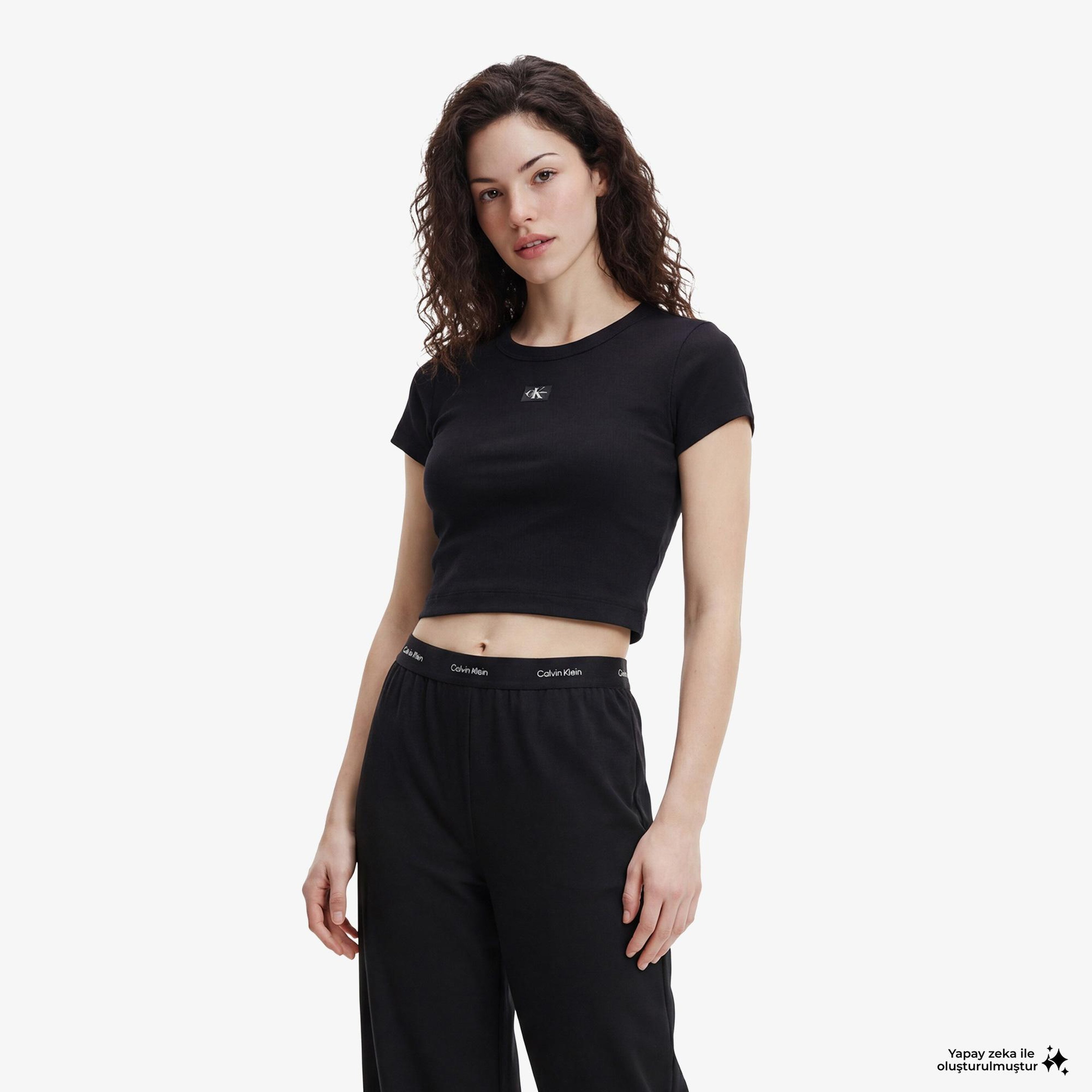 Calvin Klein Ponte Logo Kadın Siyah Eşofman Altı