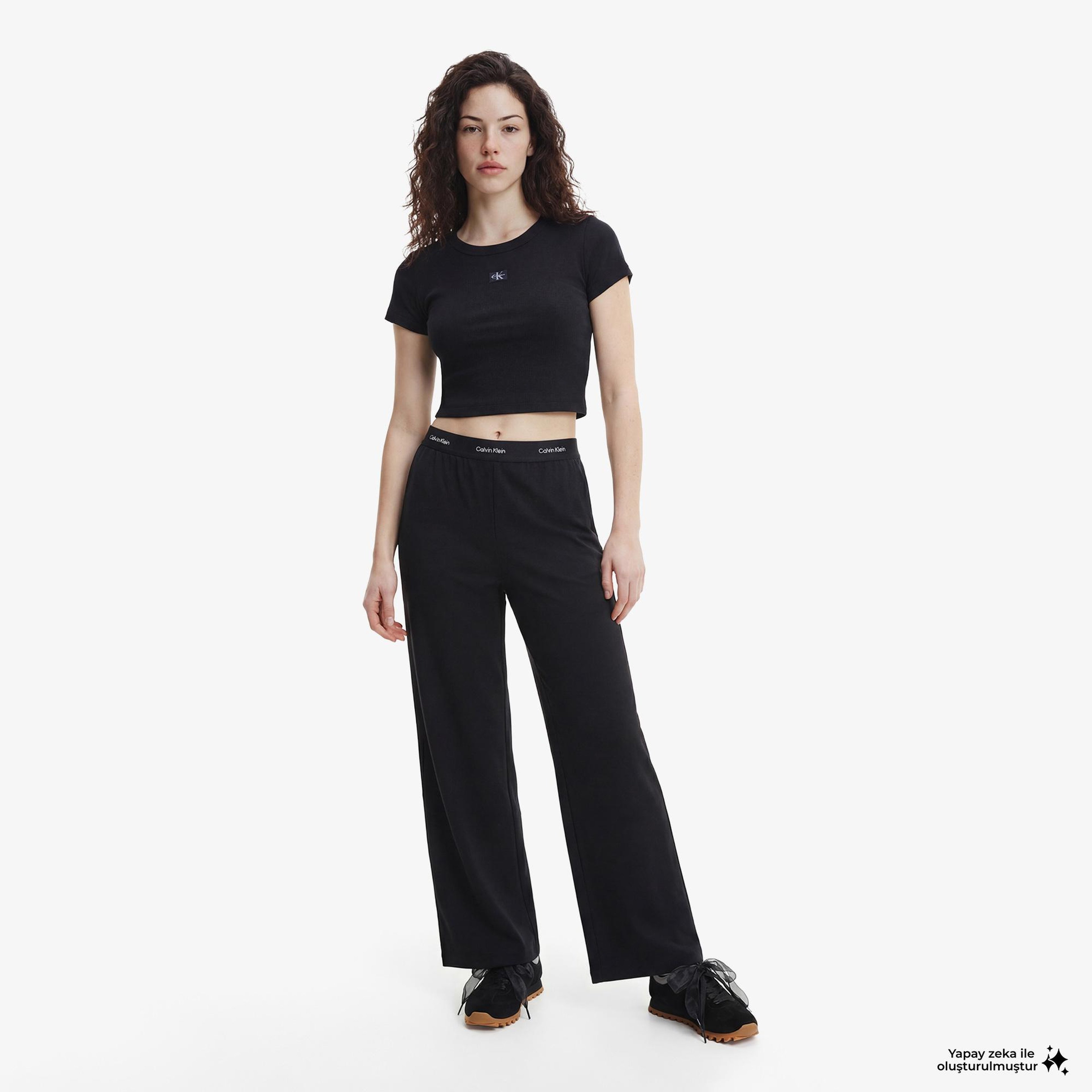 Calvin Klein Ponte Logo Kadın Siyah Eşofman Altı