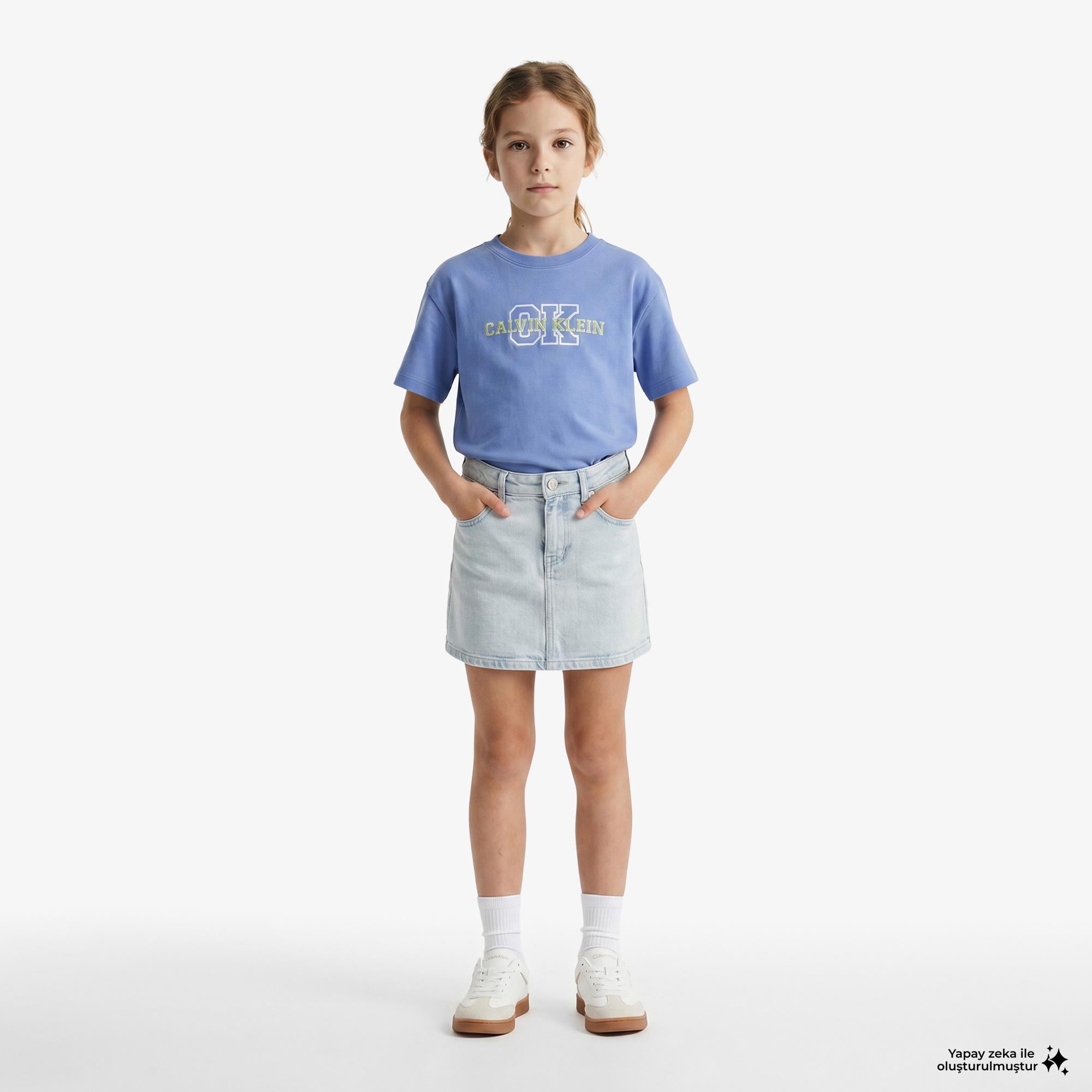 Calvin Klein Varsity Logo Çocuk Mavi T-Shirt