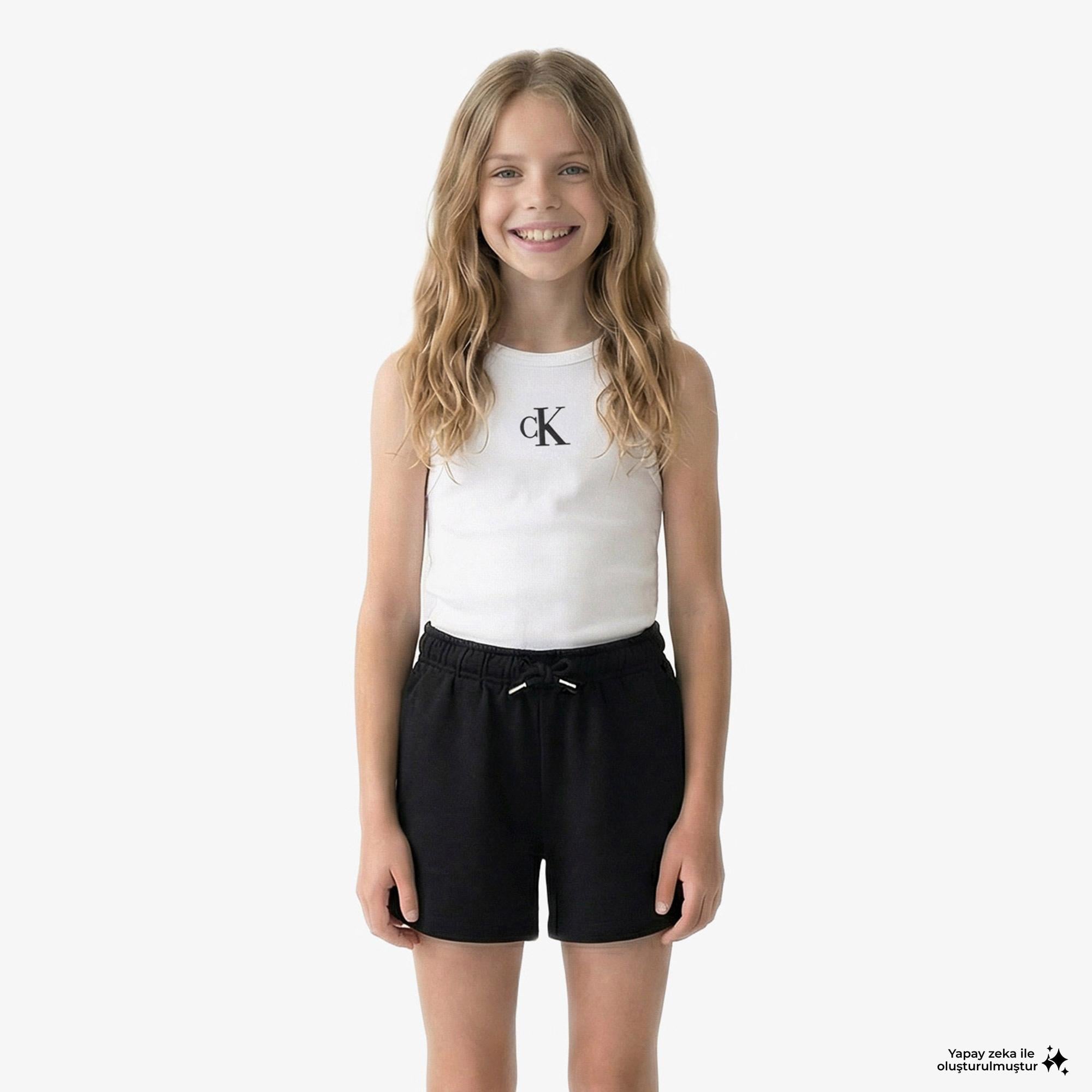 Calvin Klein Logo Çocuk Beyaz Kolsuz T-Shirt