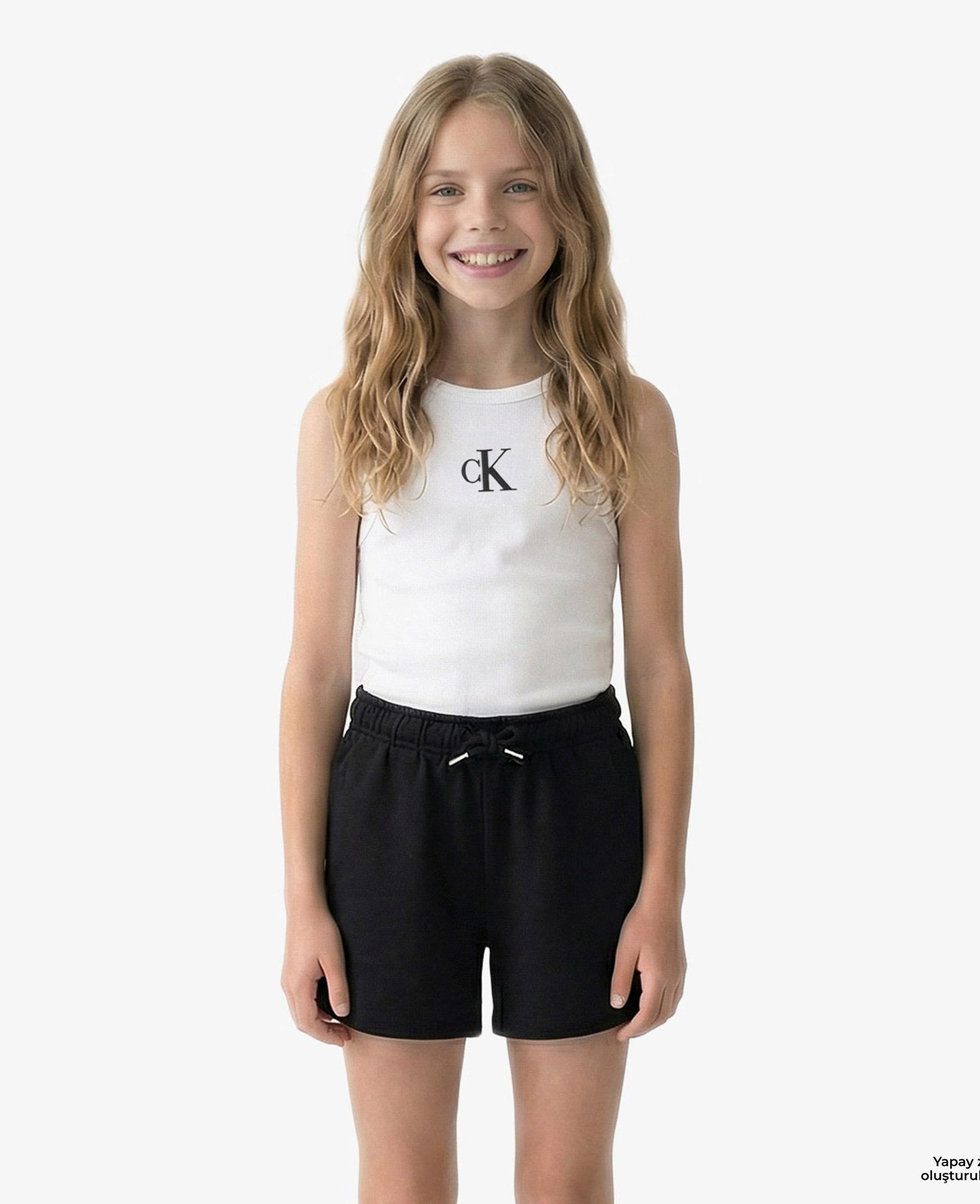 Calvin Klein Logo Çocuk Beyaz Kolsuz T-Shirt