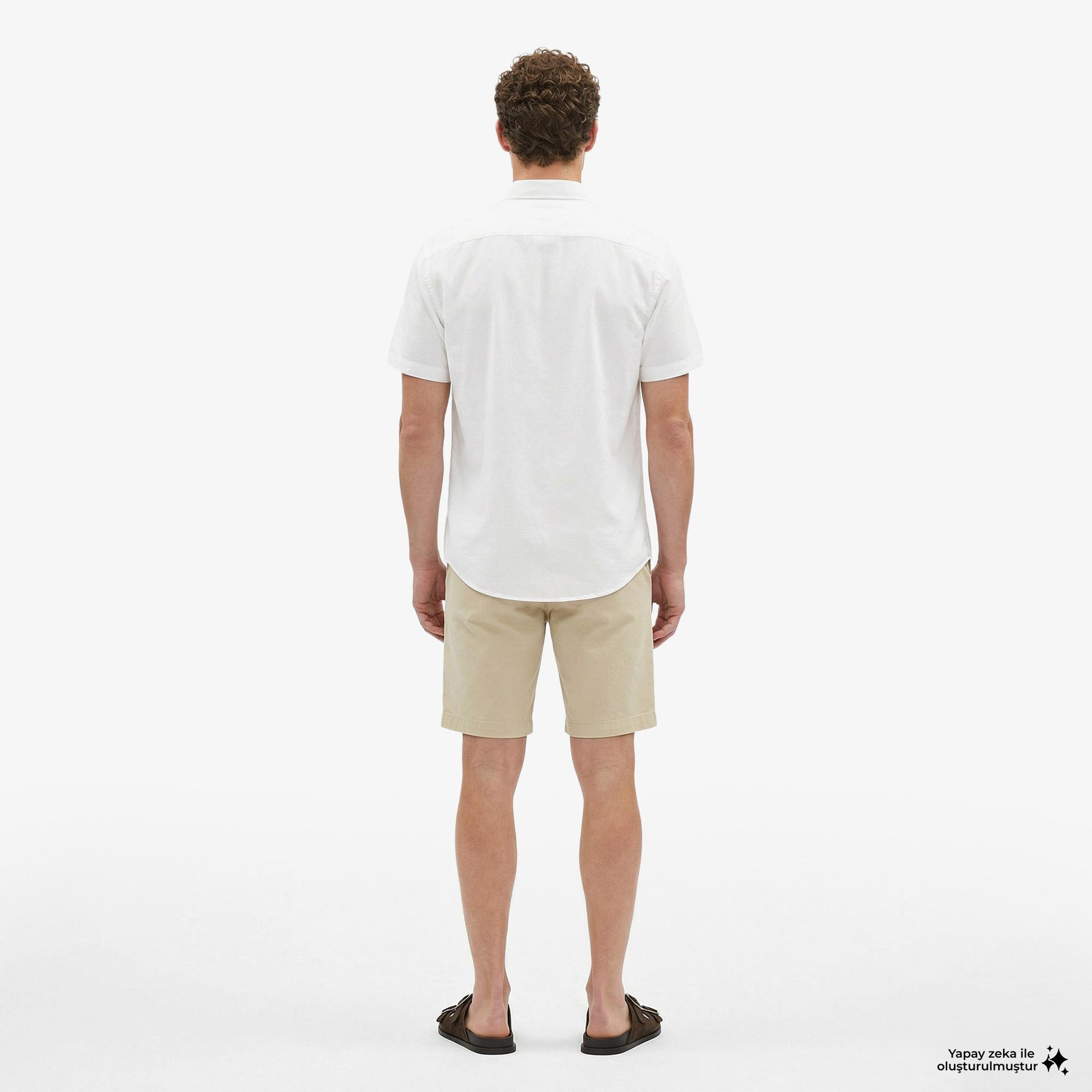 Calvin Klein Solid Causal Classic Erkek Beyaz Keten Gömlek