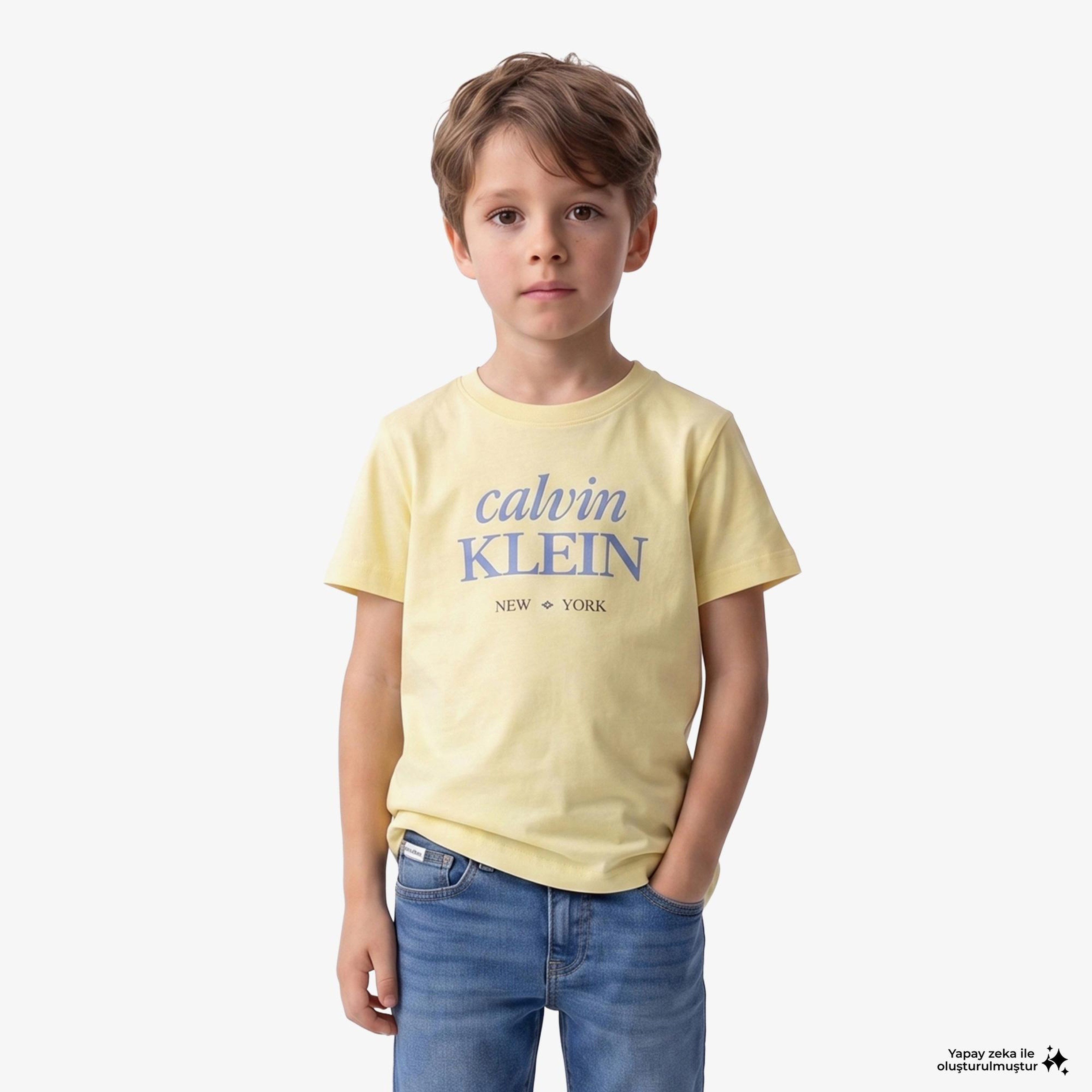 Calvin Klein Logo Çocuk Sarı T-Shirt
