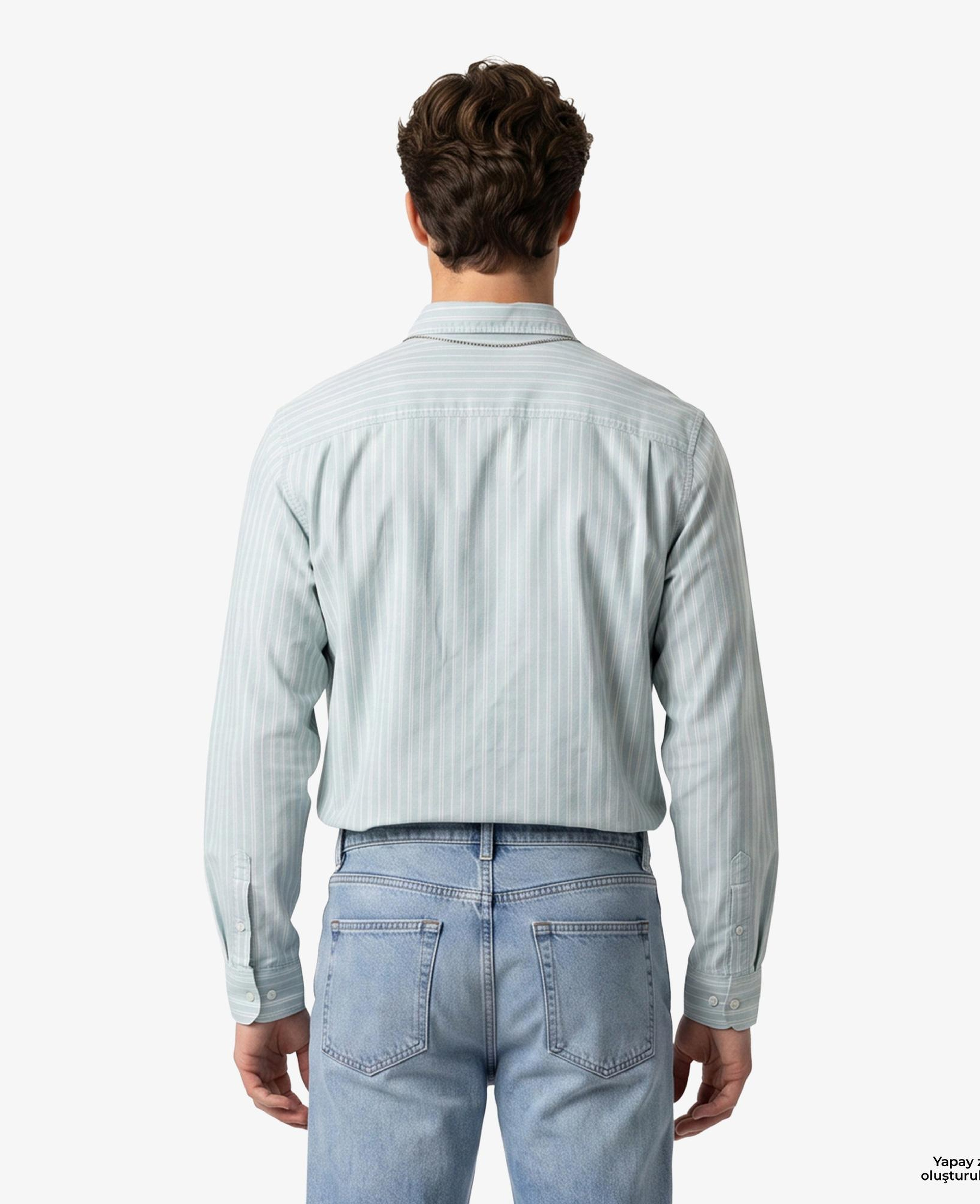 Calvin Klein Stripe Washed Oxford Easy Erkek Yeşil Gömlek