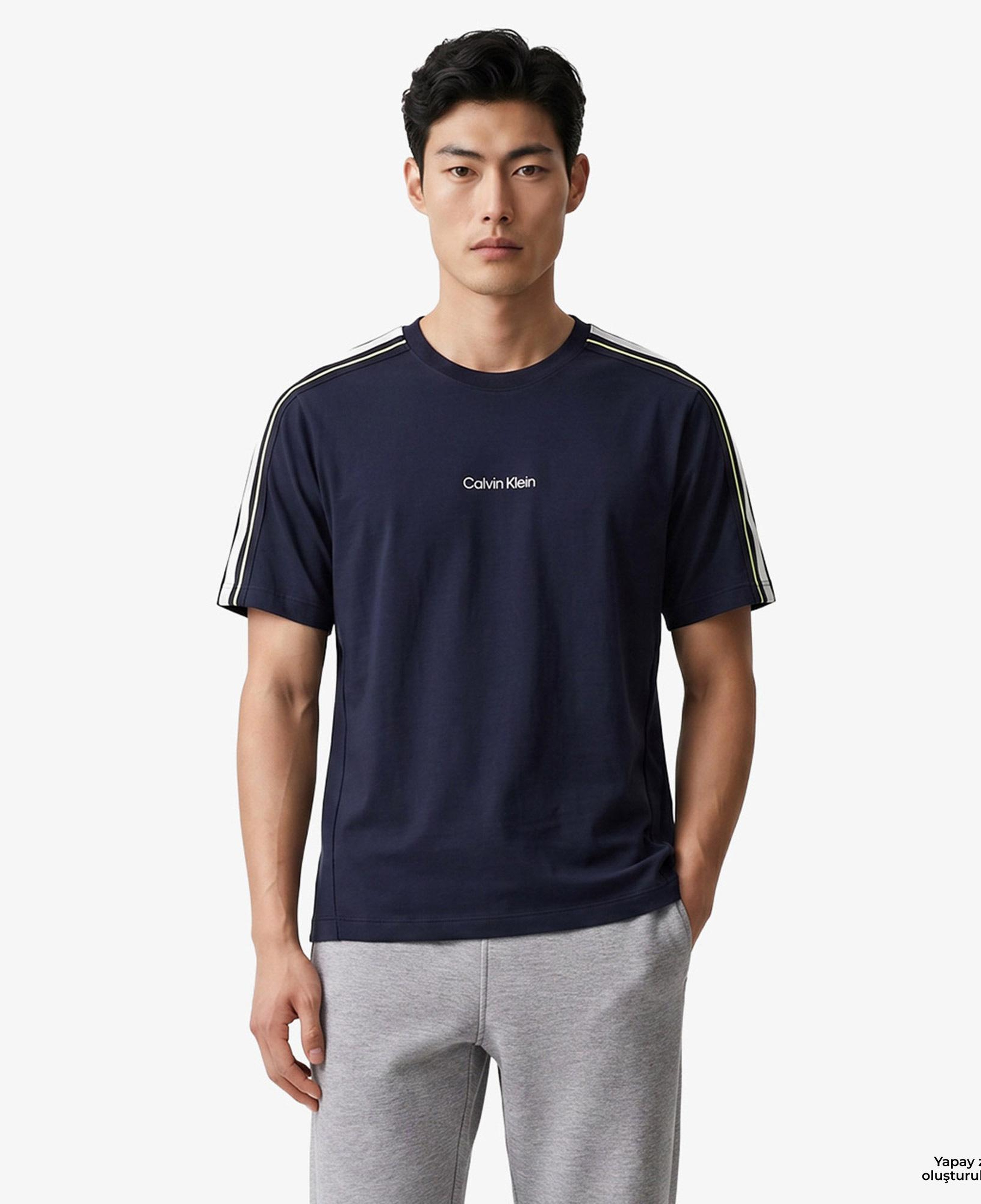 Calvin Klein Tape Erkek Mavi T-Shirt