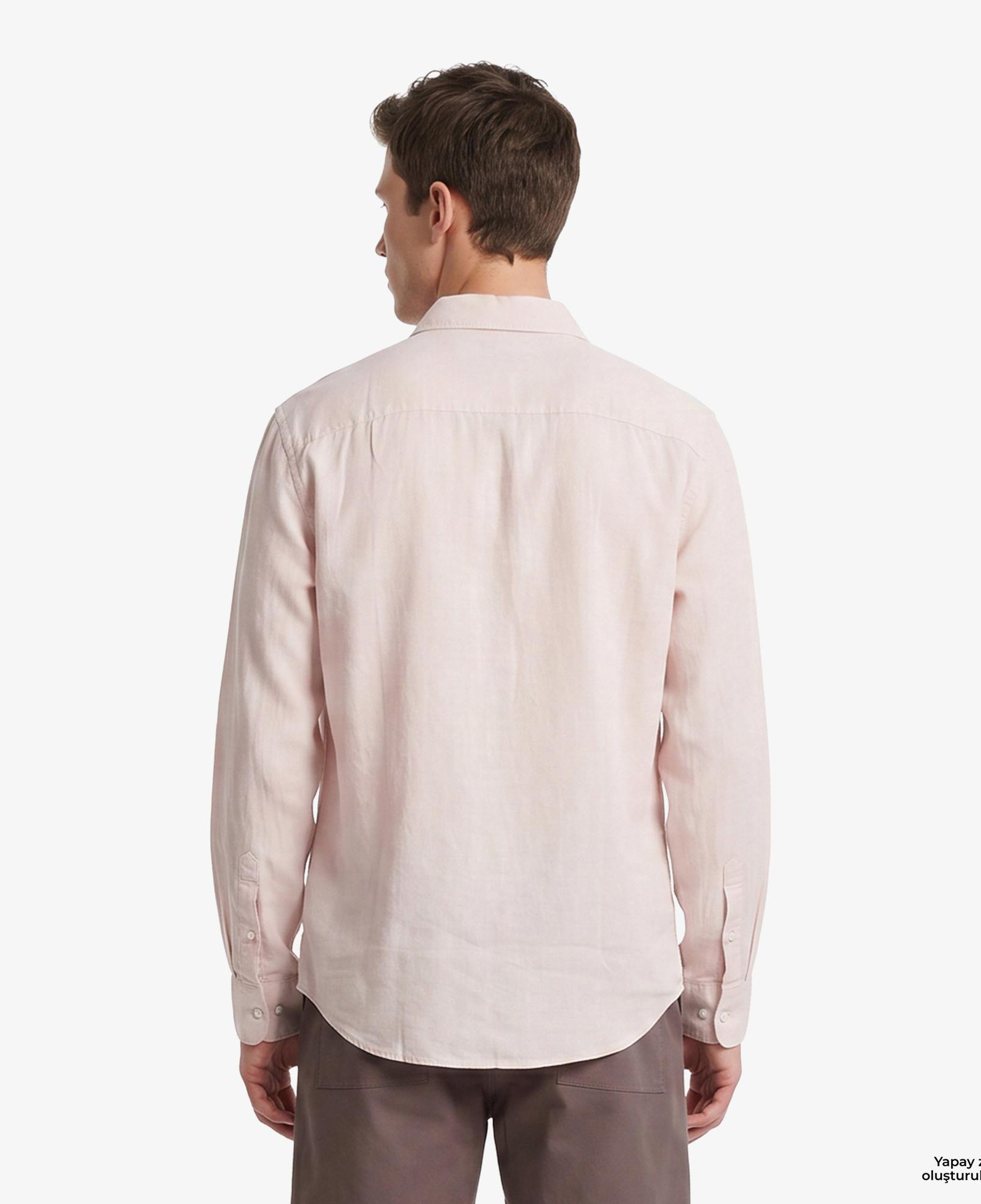 Calvin Klein Solid Casual Classic Erkek Turuncu Keten Gömlek