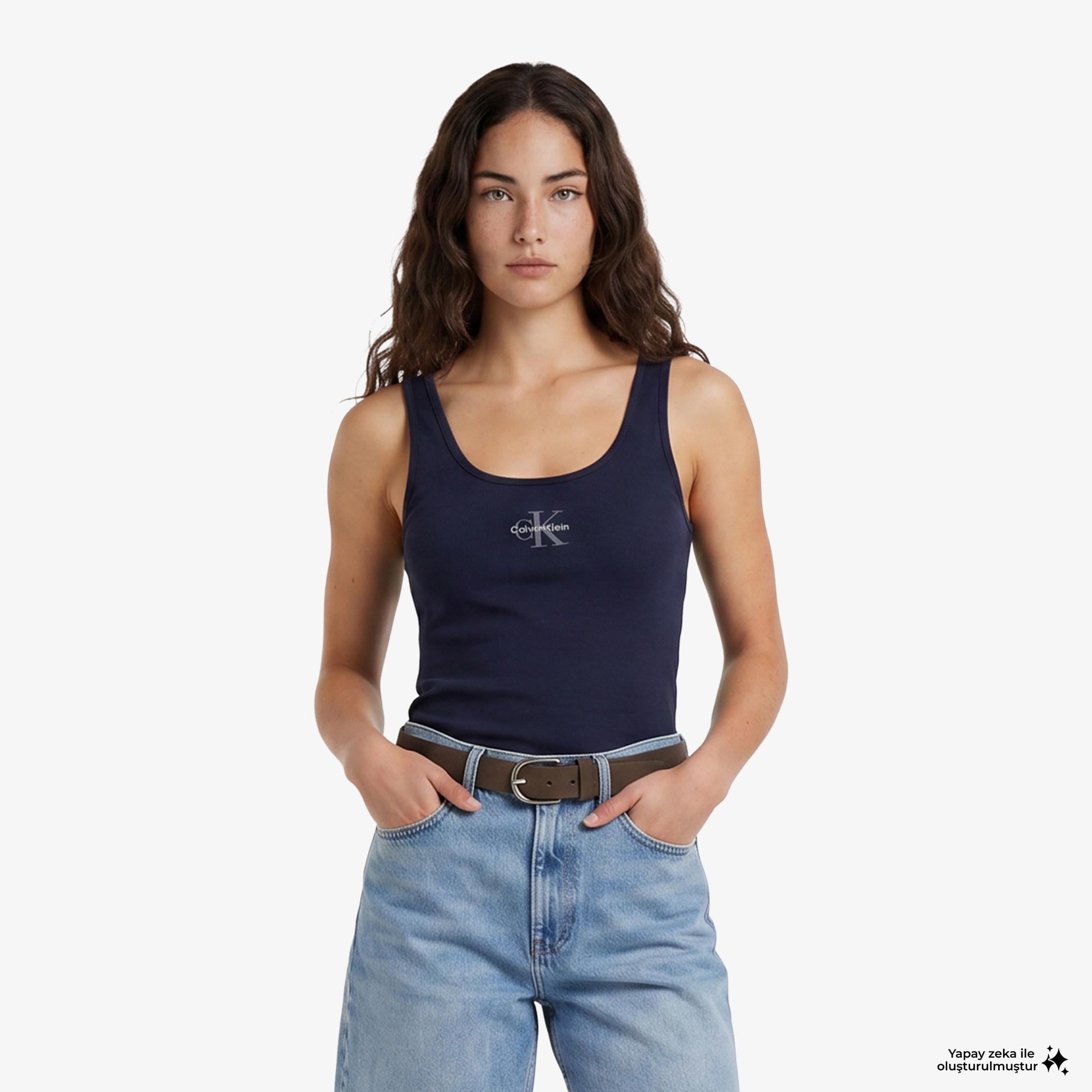 Calvin Klein Ck Graphic Tank Kadın Mavi Atlet