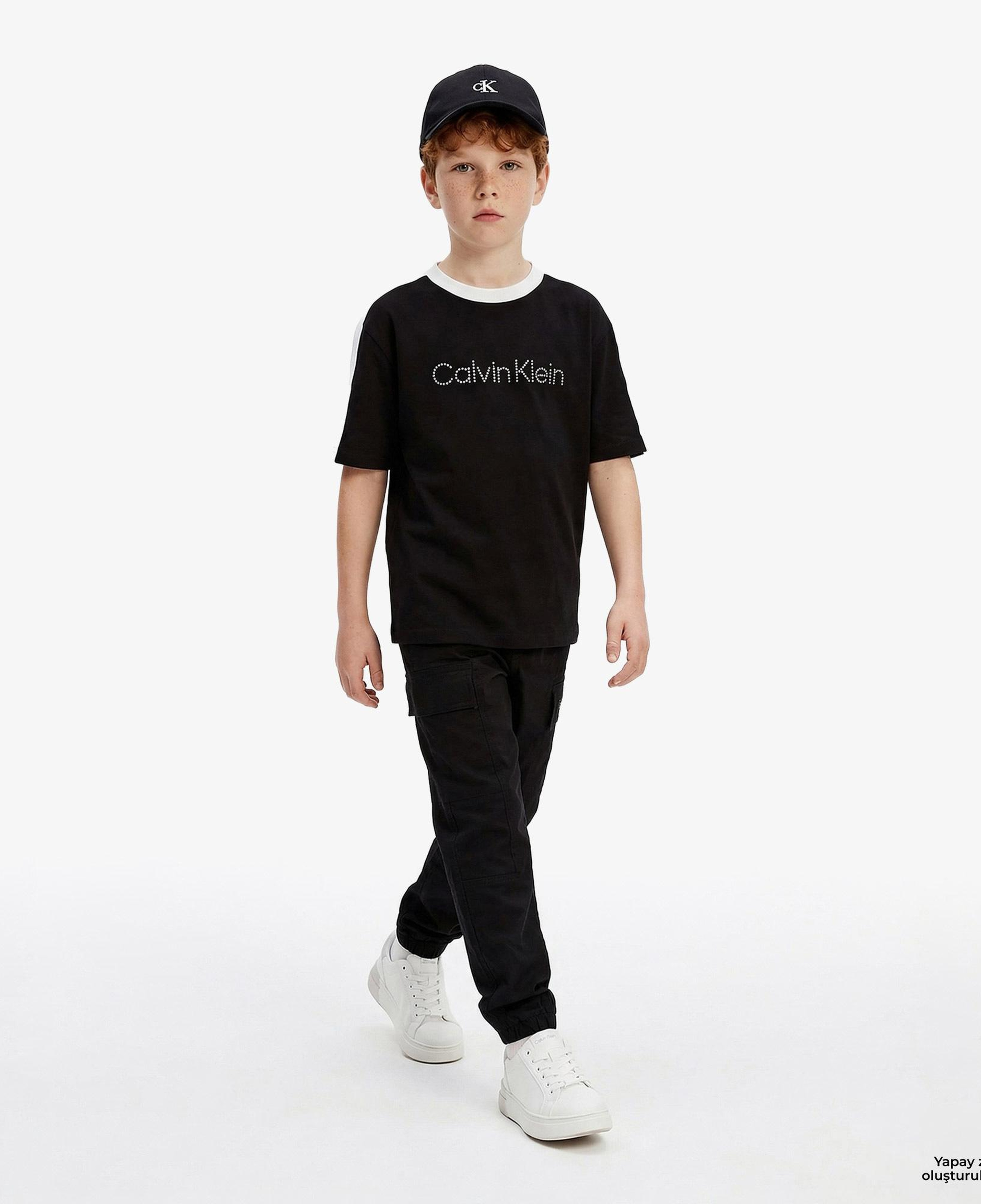 Calvin Klein Co Sateen Cargo Çocuk Siyah Pantolon
