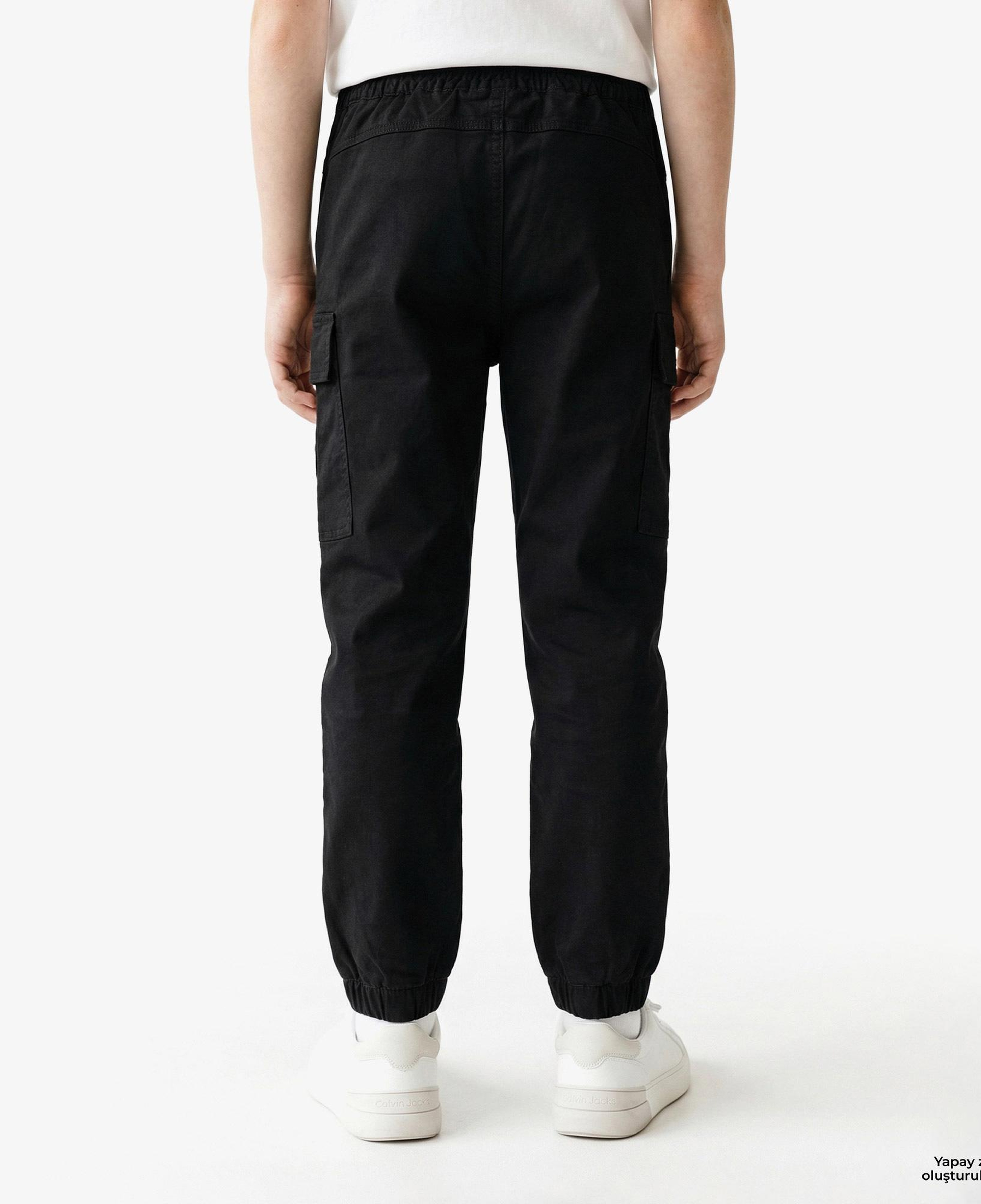 Calvin Klein Co Sateen Cargo Çocuk Siyah Pantolon