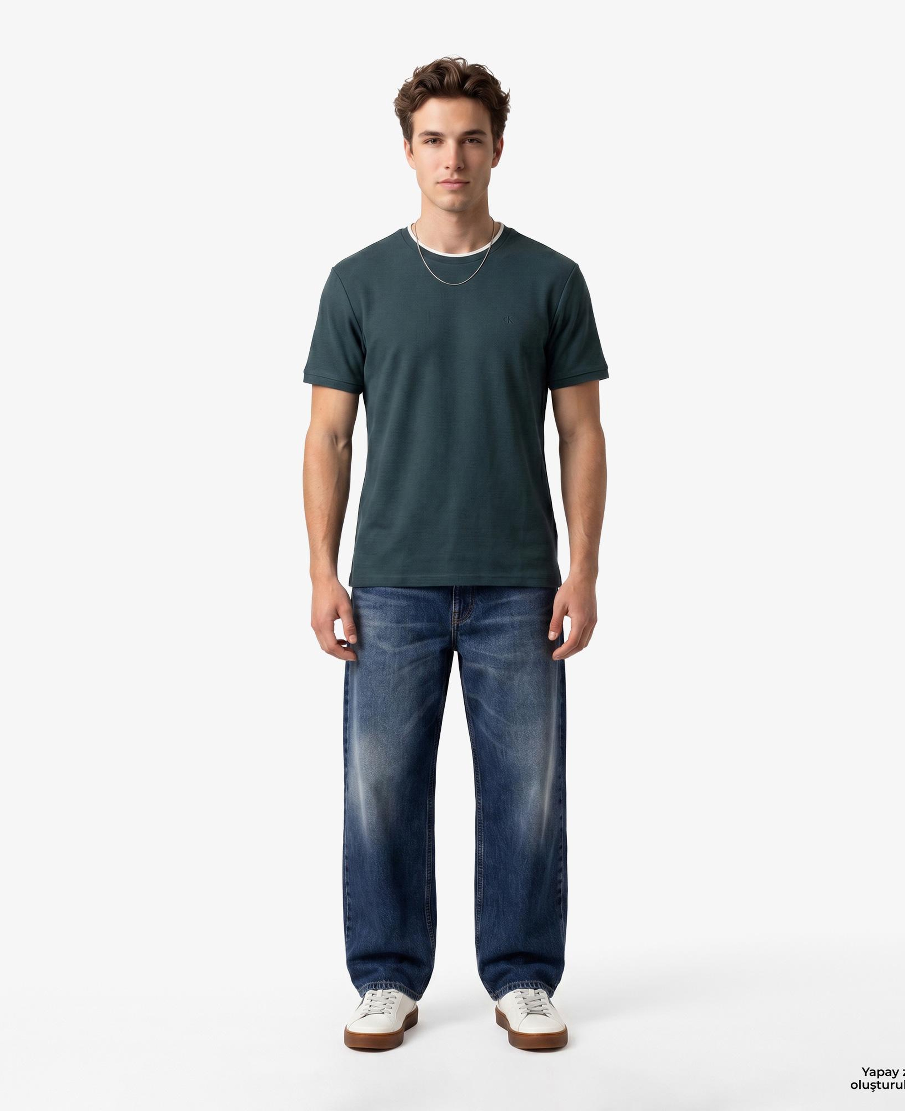 Calvin Klein Tipped Pıque Crewnk Erkek Yeşil T-Shirt