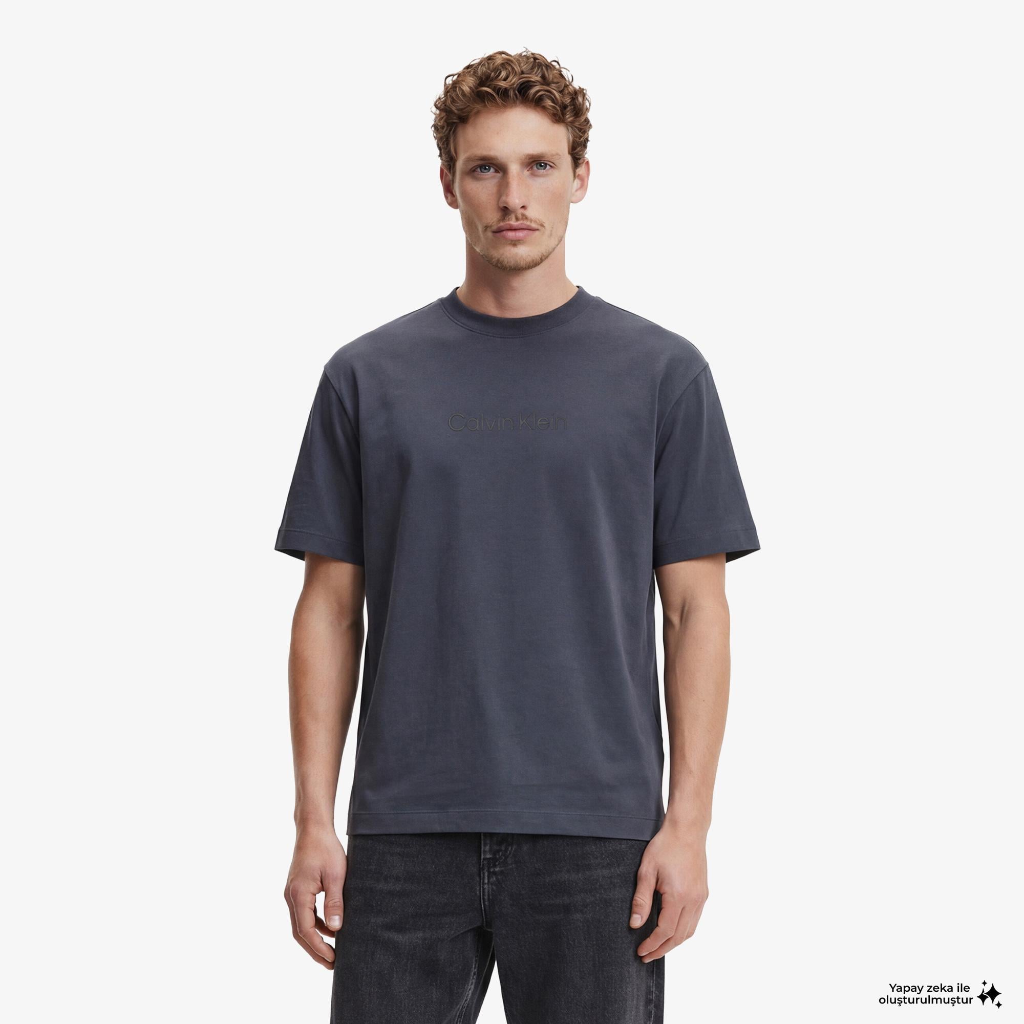 Calvin Klein Releaxed Standard Logo Crewnk Erkek Lacivert T-Shirt
