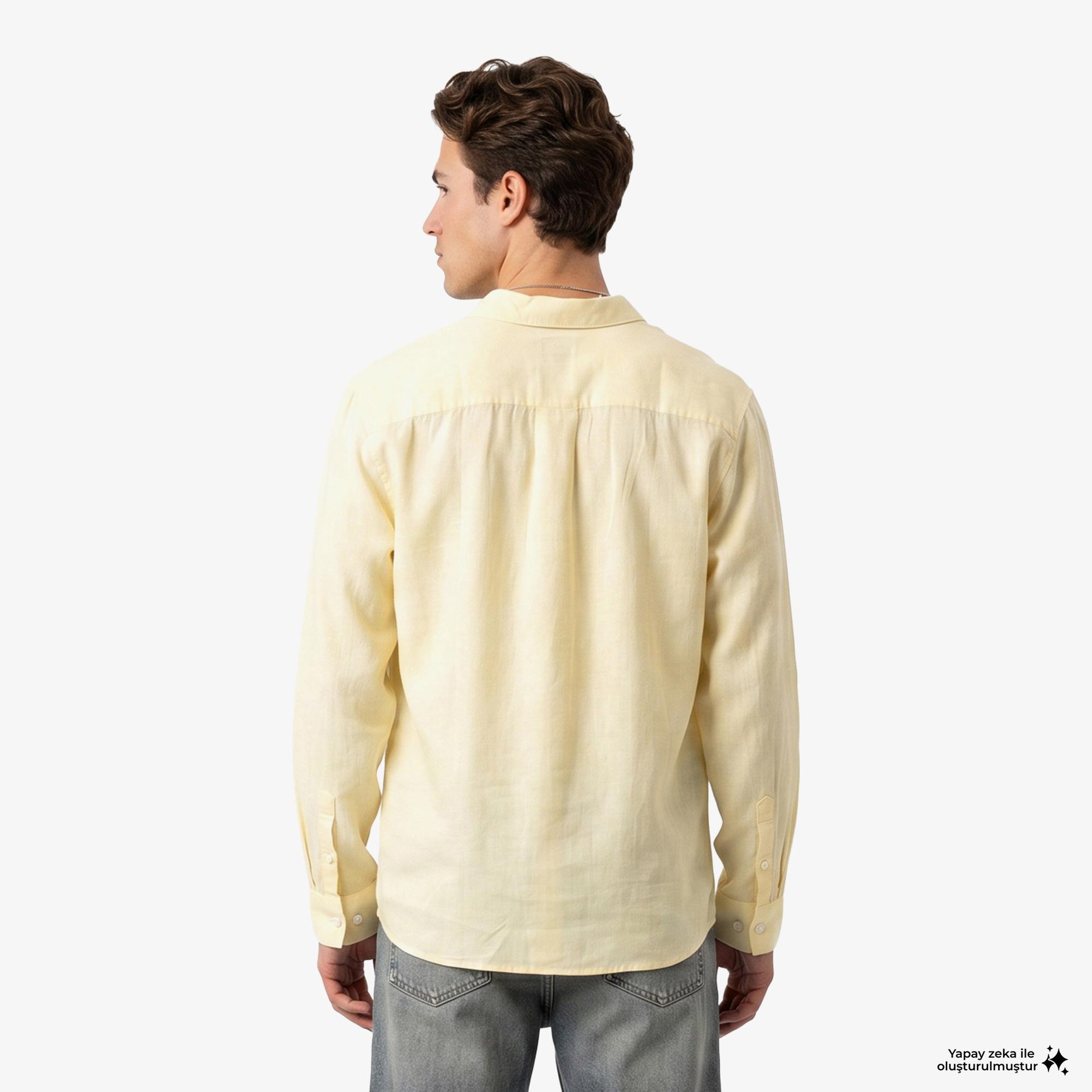 Calvin Klein Solid Classic Erkek Beyaz Keten Gömlek