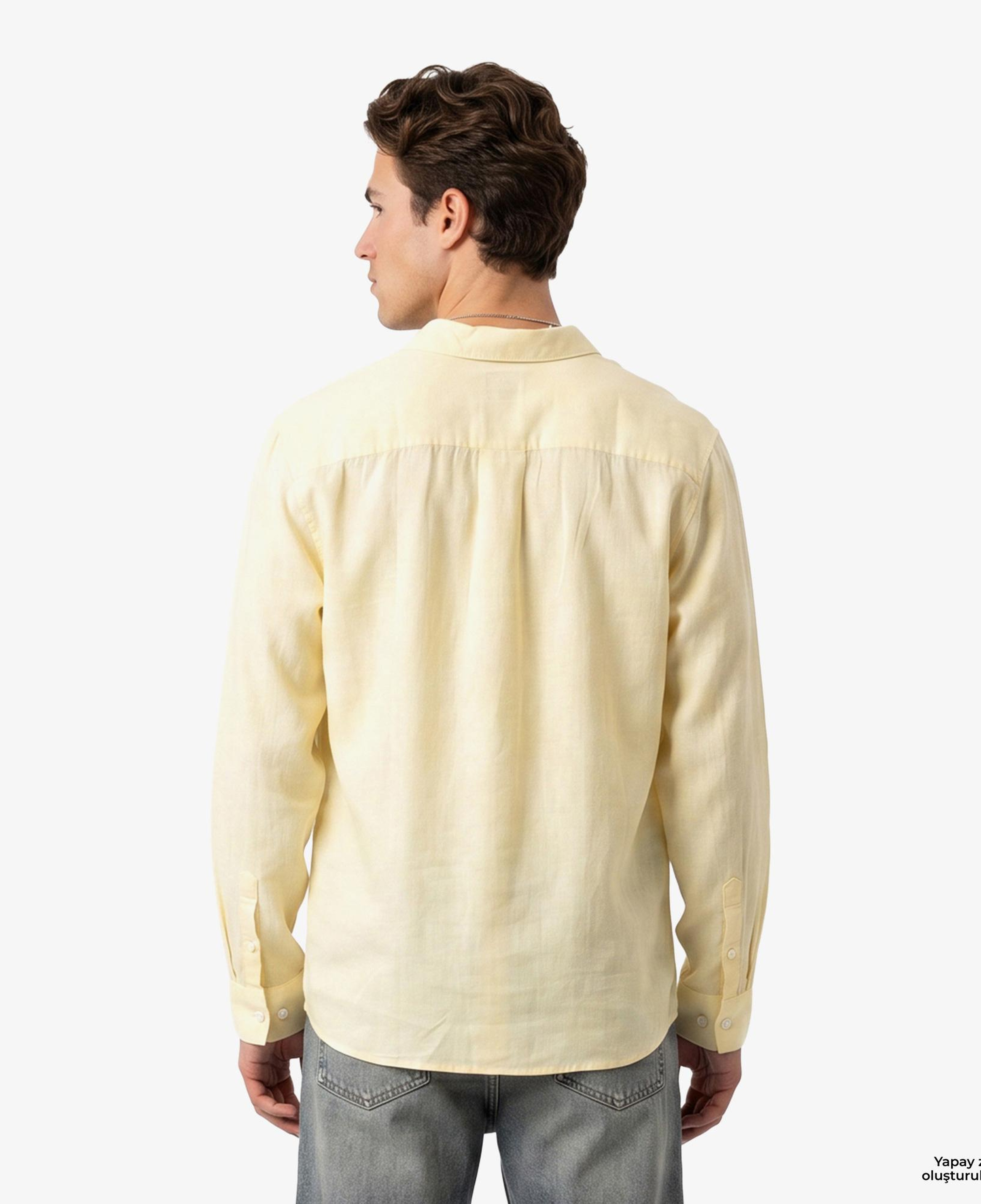 Calvin Klein Solid Classic Erkek Beyaz Keten Gömlek