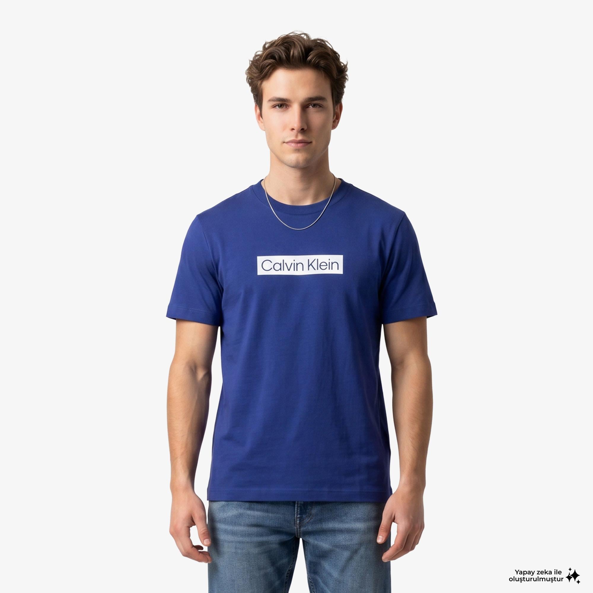 Calvin Klein 20S Sportswear Grap Erkek Mavi T-Shirt