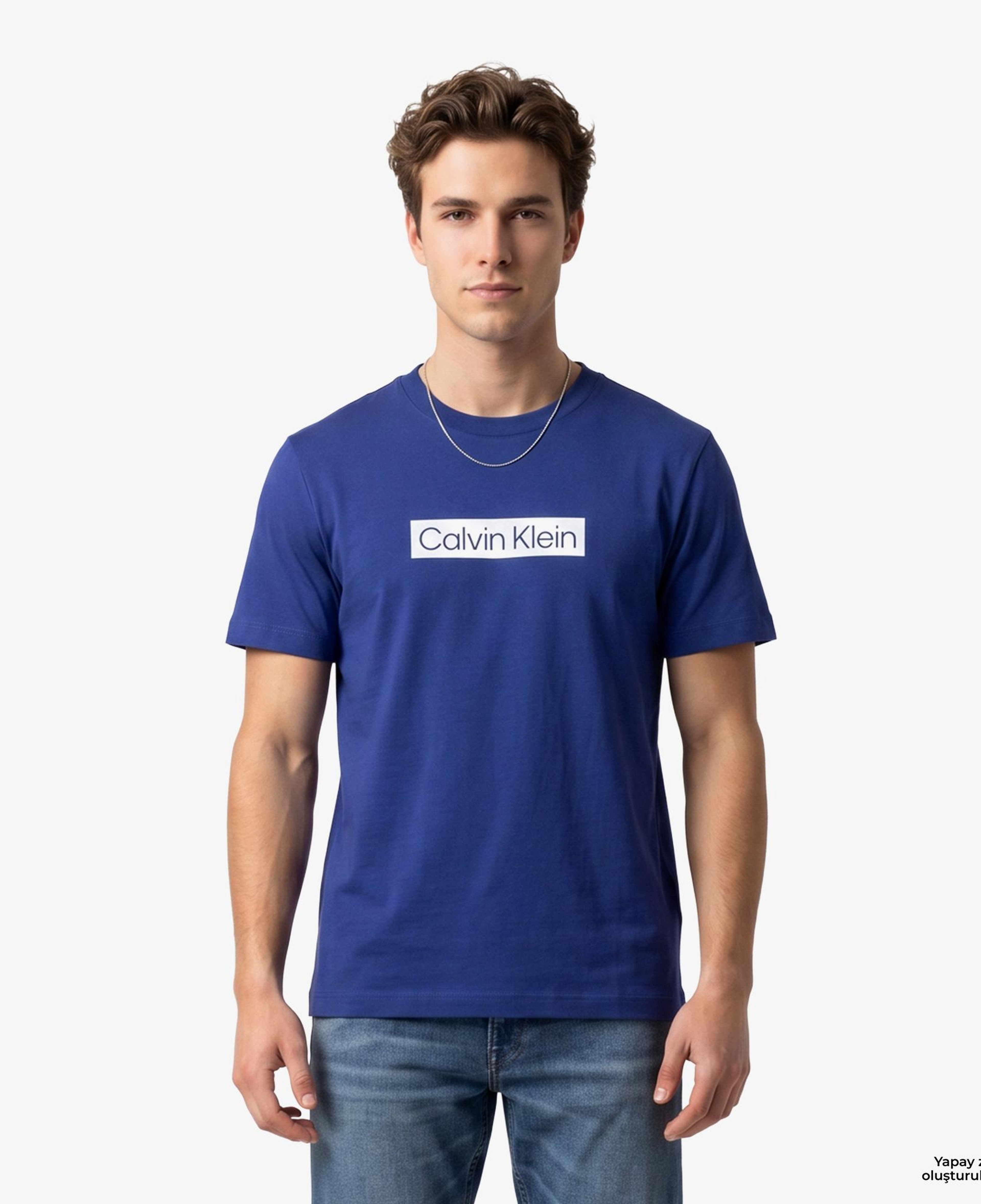 Calvin Klein 20S Sportswear Grap Erkek Mavi T-Shirt