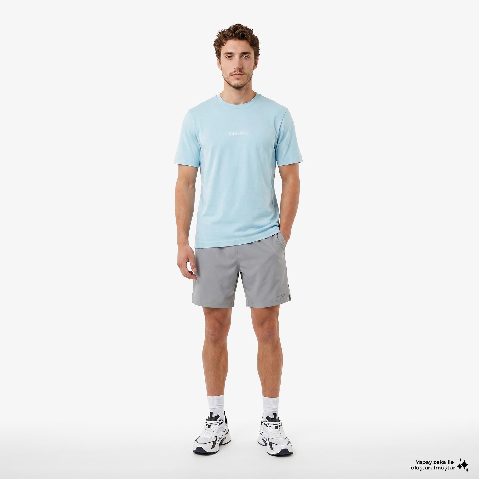 Calvin Klein Crew Neck Erkek Mavi T-Shirt