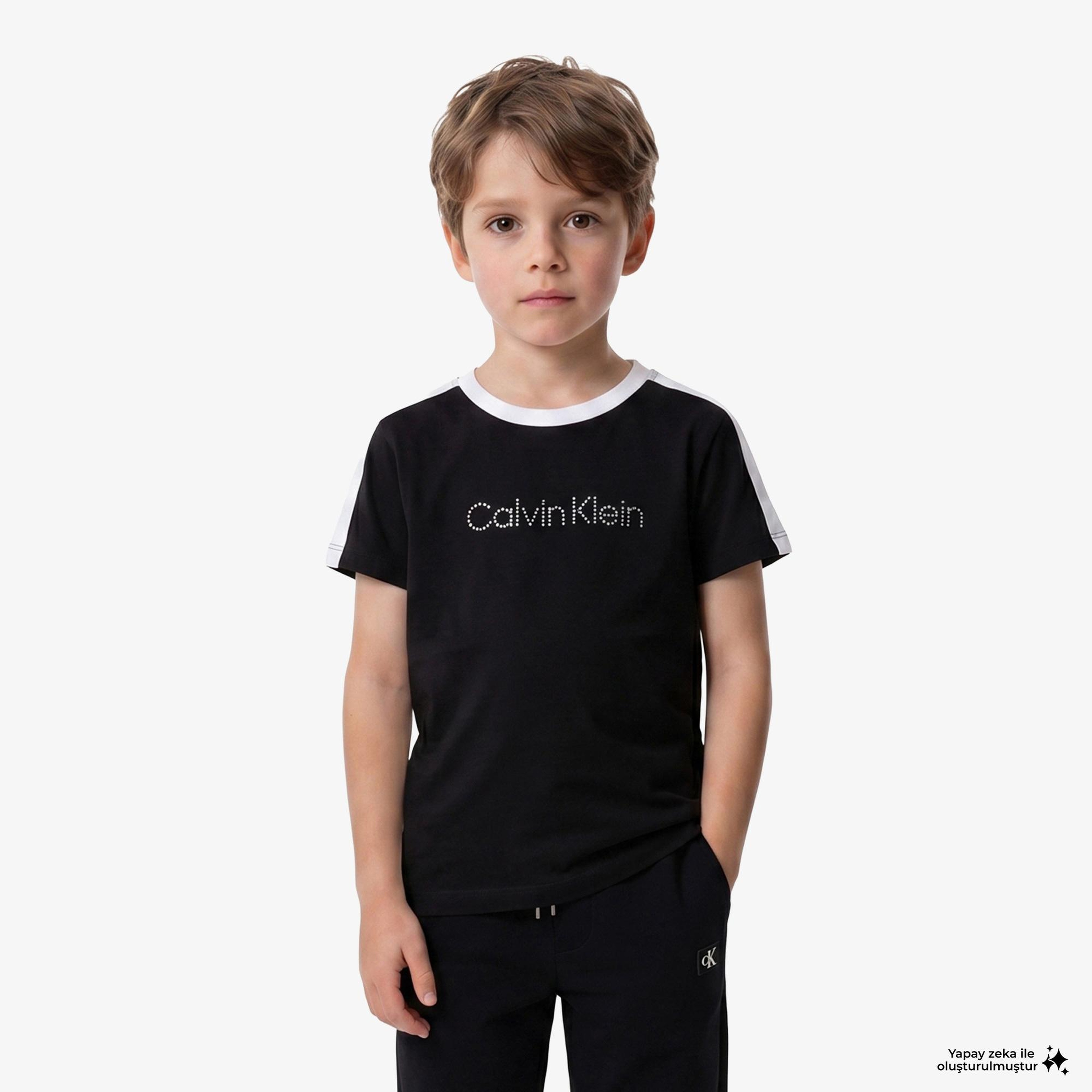 Calvin Klein Taping Çocuk Siyah T-Shirt