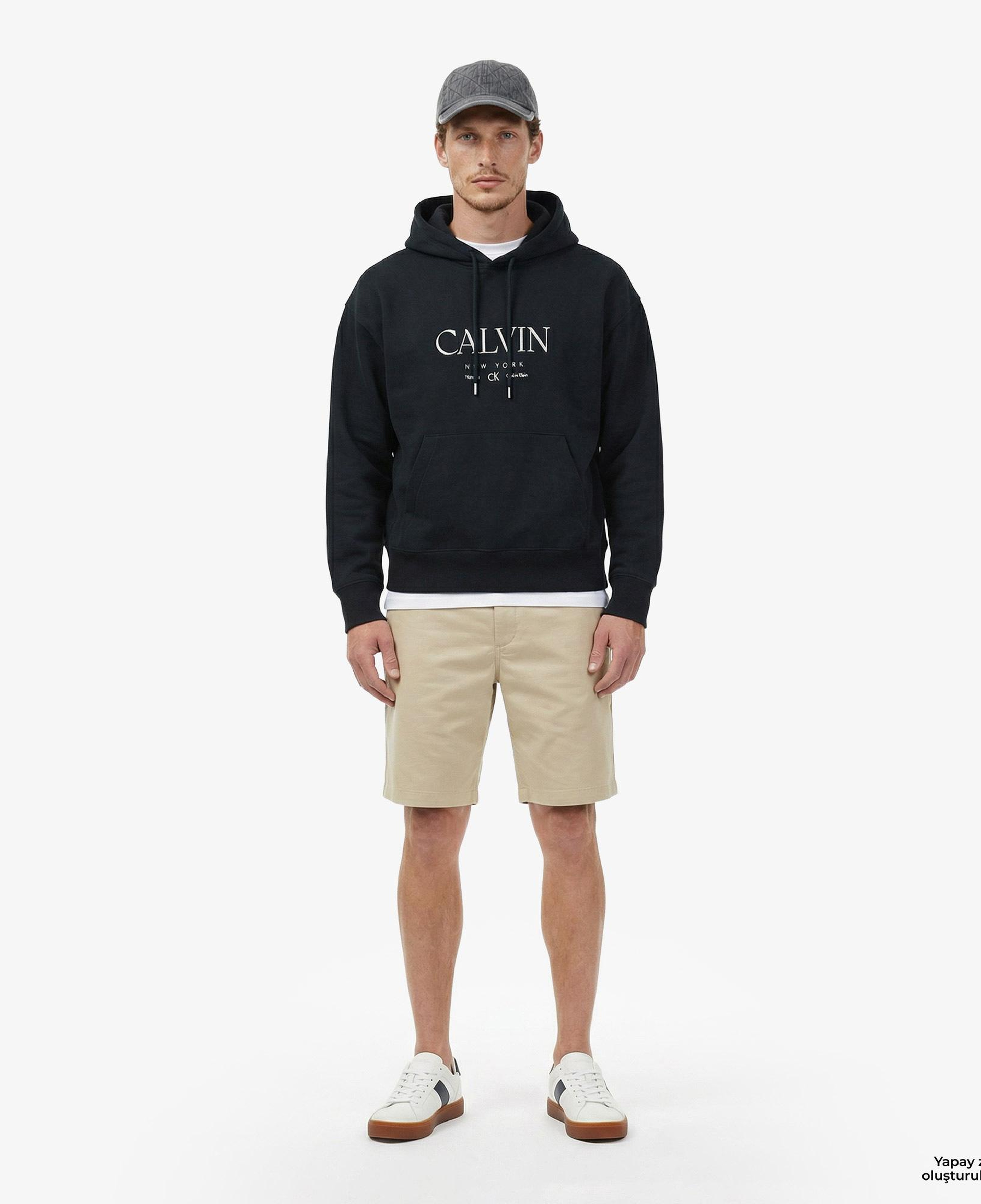Calvin Klein Premium Fleece Graphic Erkek Mavi Sweatshirt