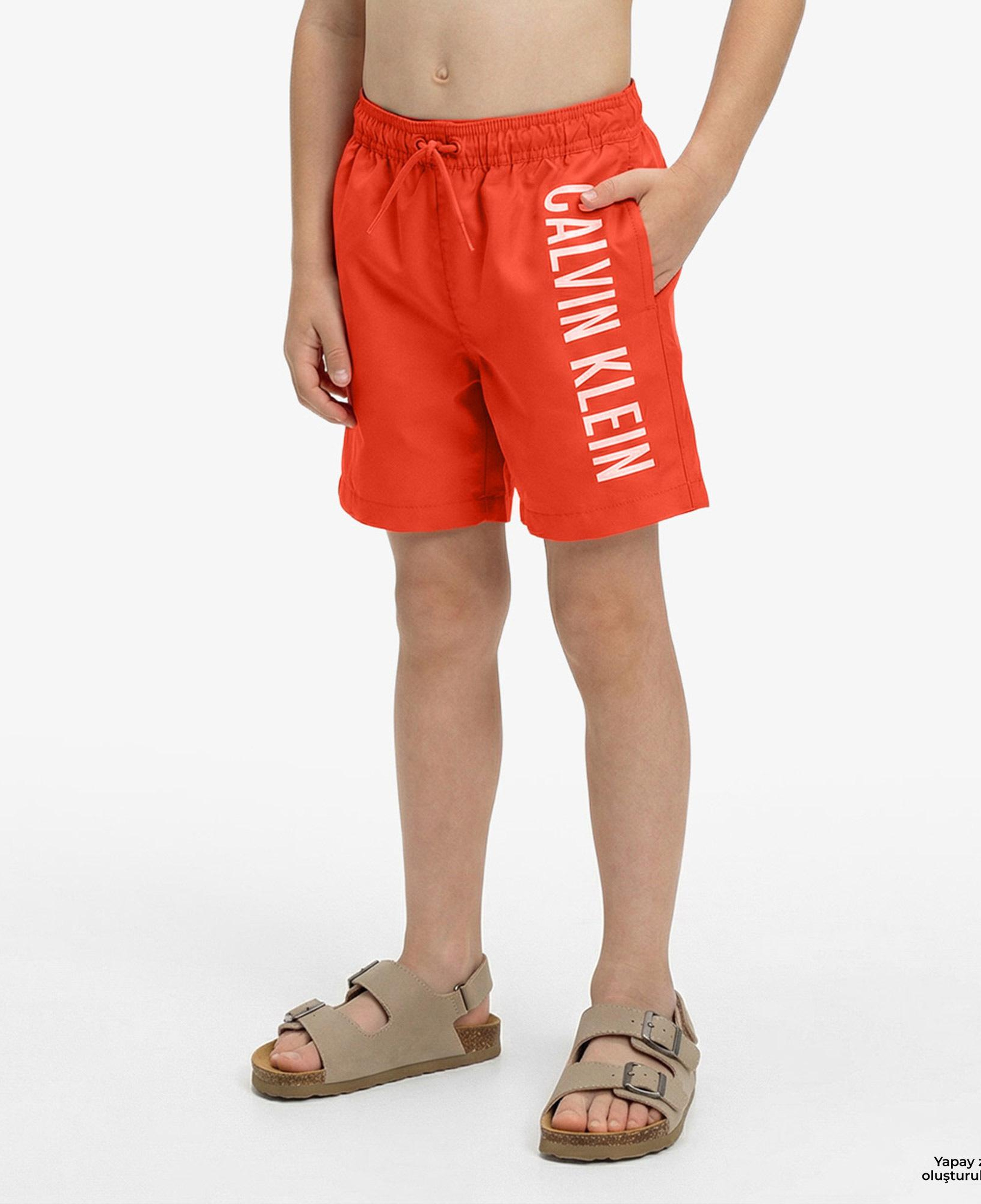Calvin Klein Medium Drawstring Çocuk Kırmızı Deniz Şortu