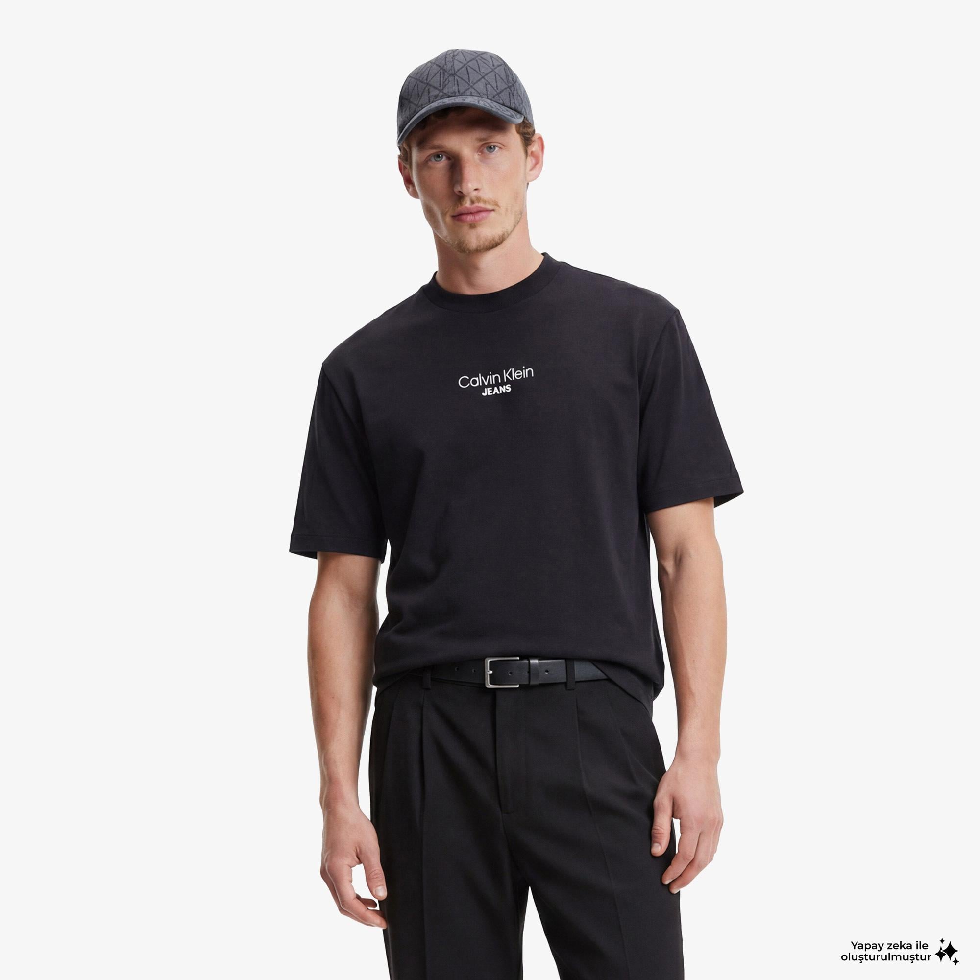 Calvin Klein Relaxed Fit Graphic  Erkek Siyah T-Shirt