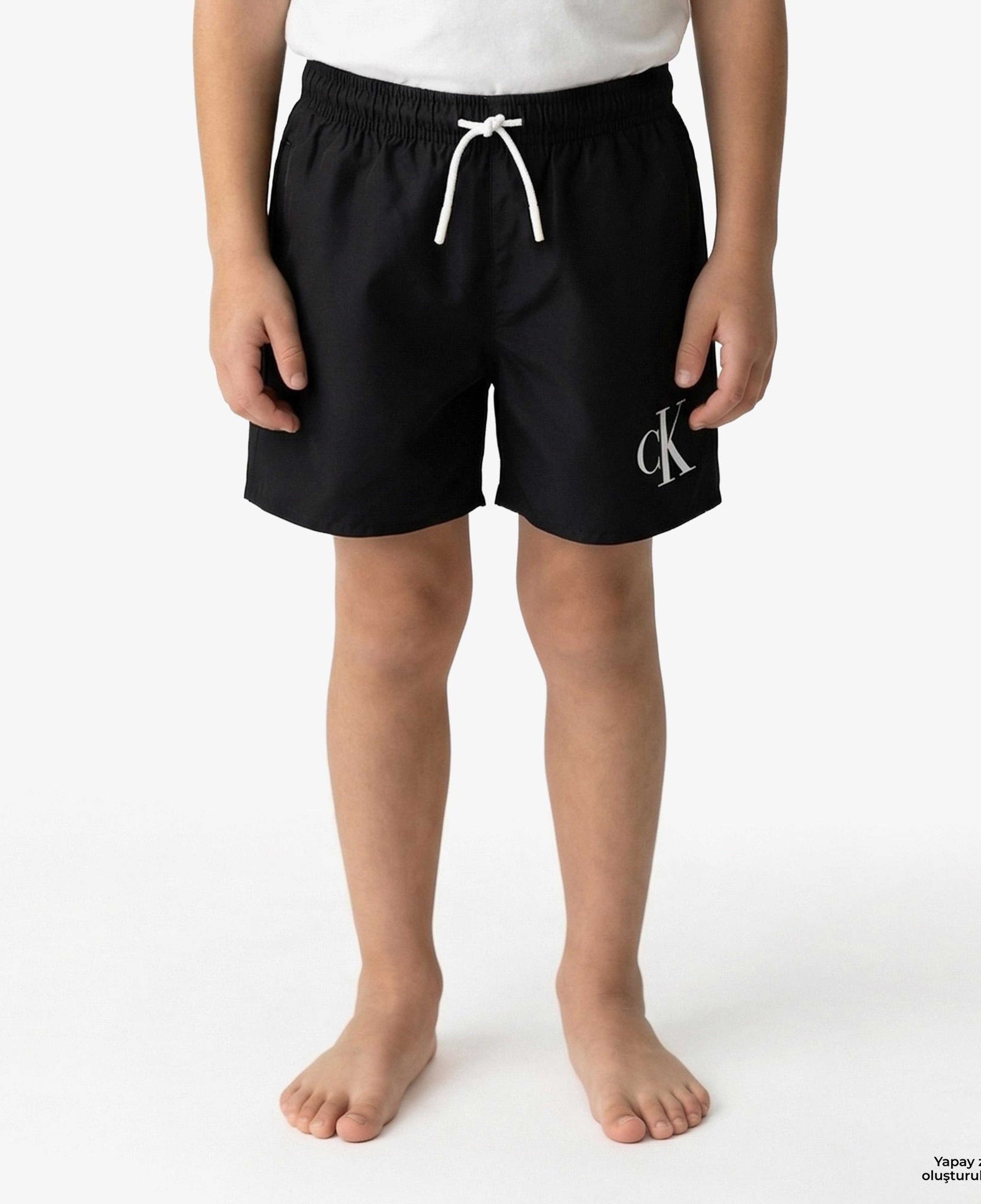 Calvin Klein Medium Drawstring Çocuk Siyah Deniz Şortu