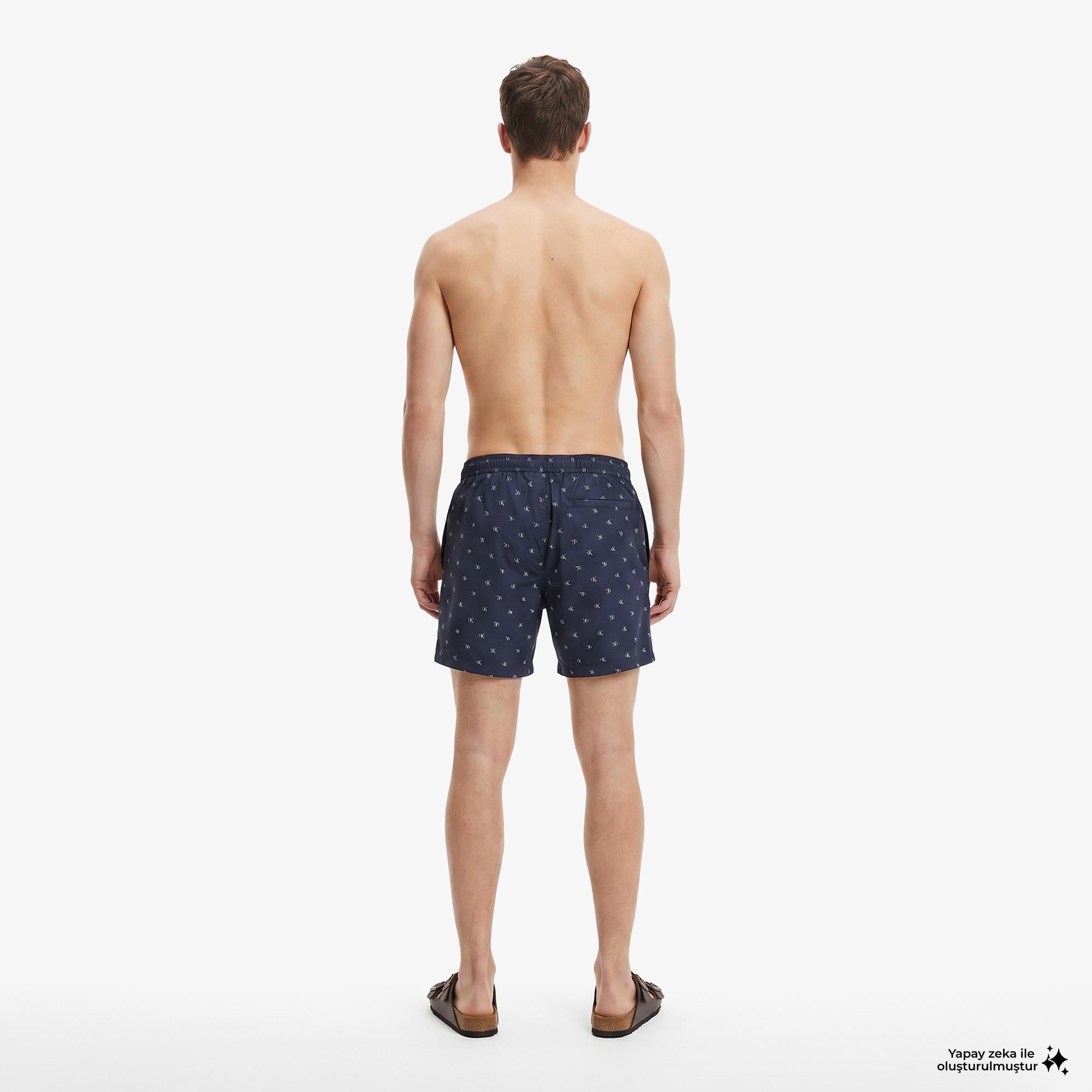 Calvin Klein Medium Drawstring Covered Erkek Mavi Deniz Şortu
