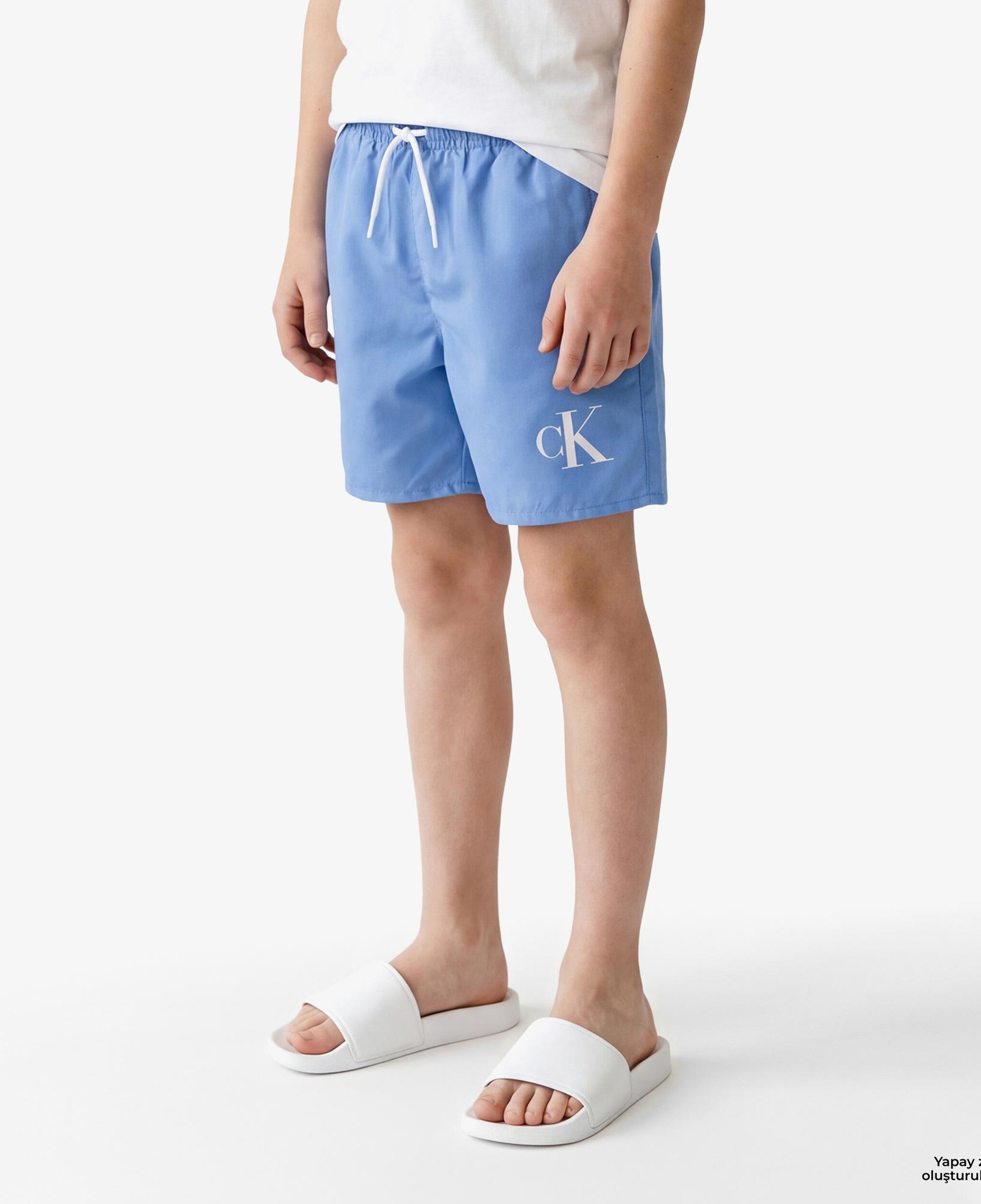 Calvin Klein Medium Drawstring Çocuk Mavi Deniz Şortu