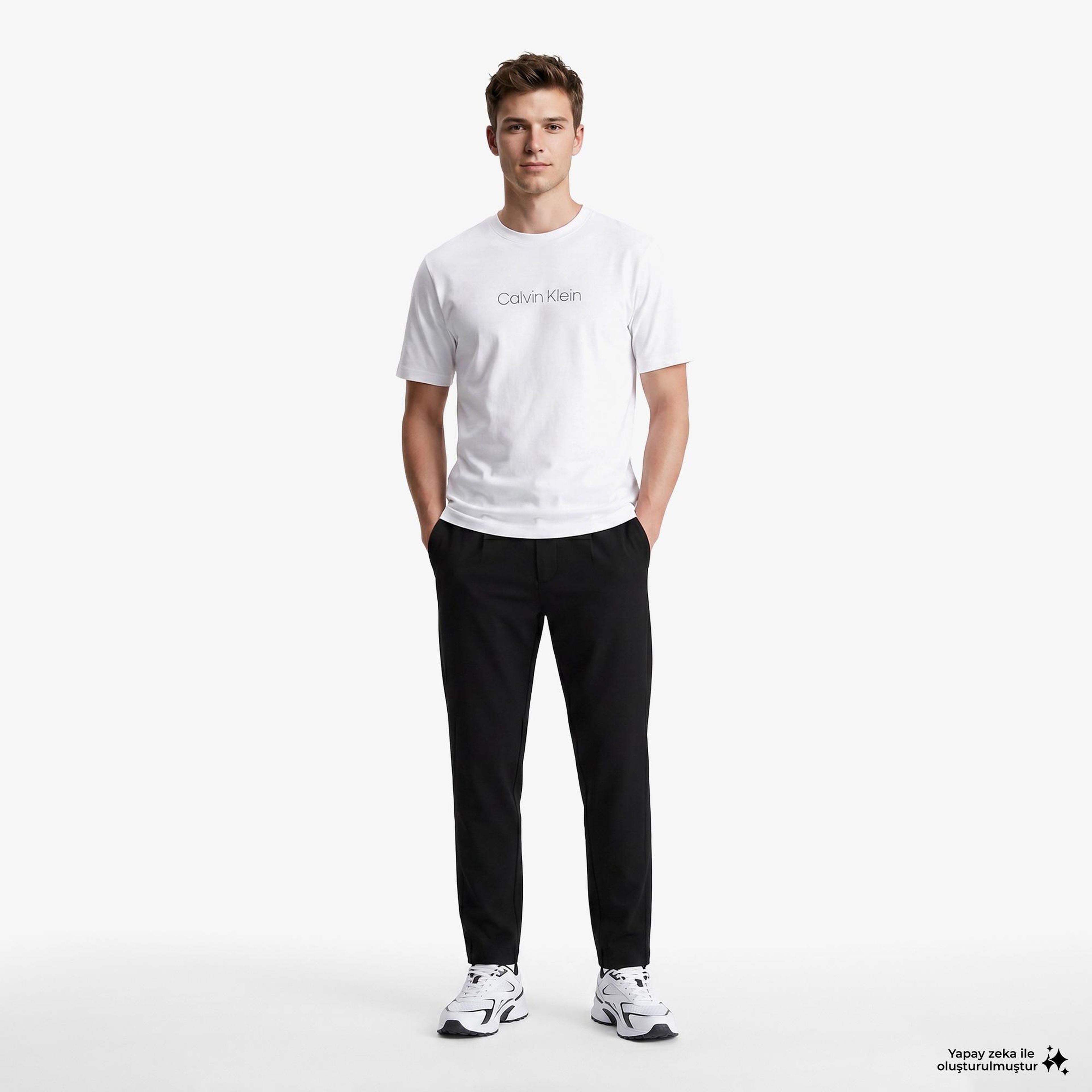 Calvin Klein Tapered Tech Knit Pleated Erkek Siyah Pantolon