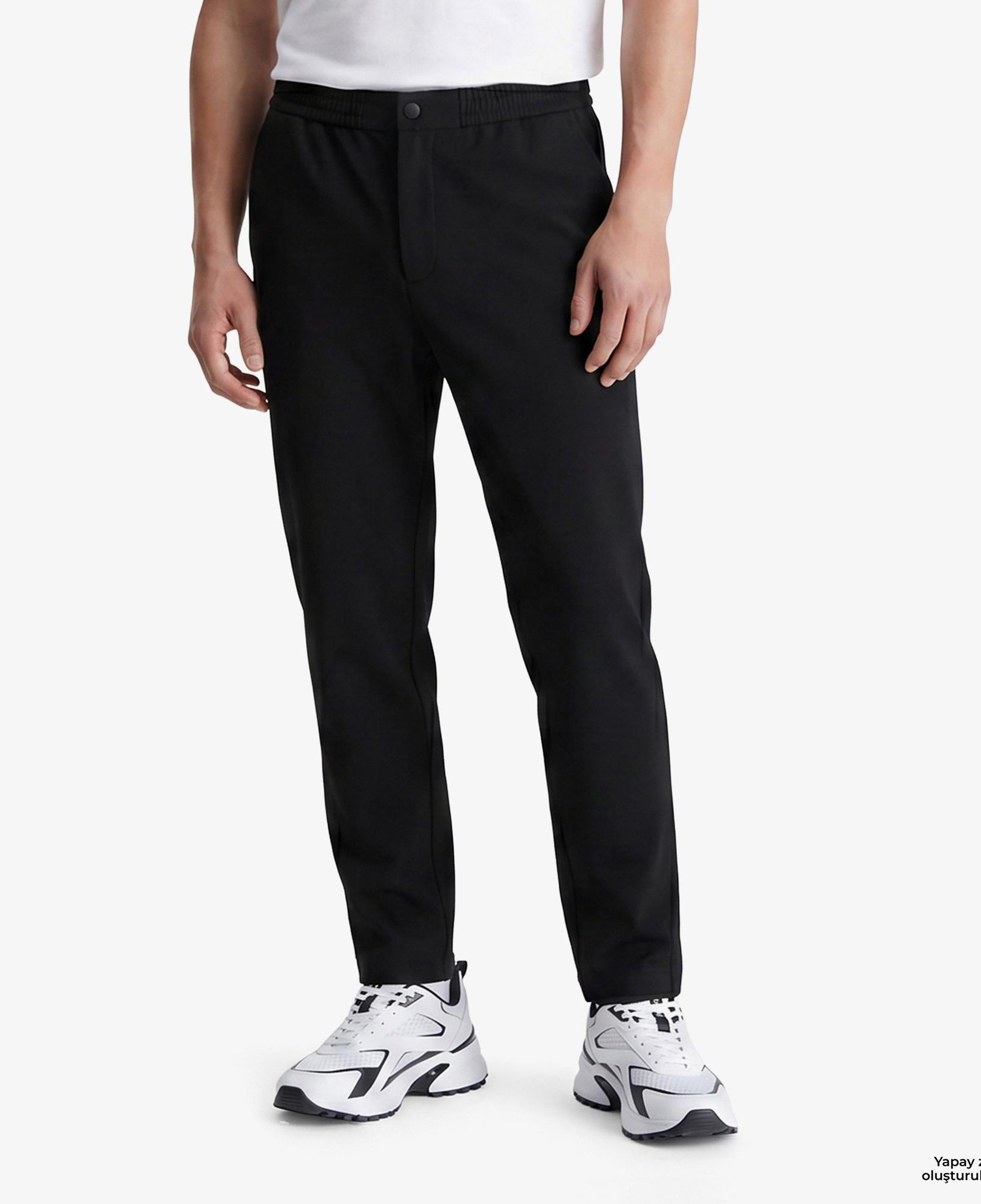 Calvin Klein Tapered Tech Knit Pleated Erkek Siyah Pantolon