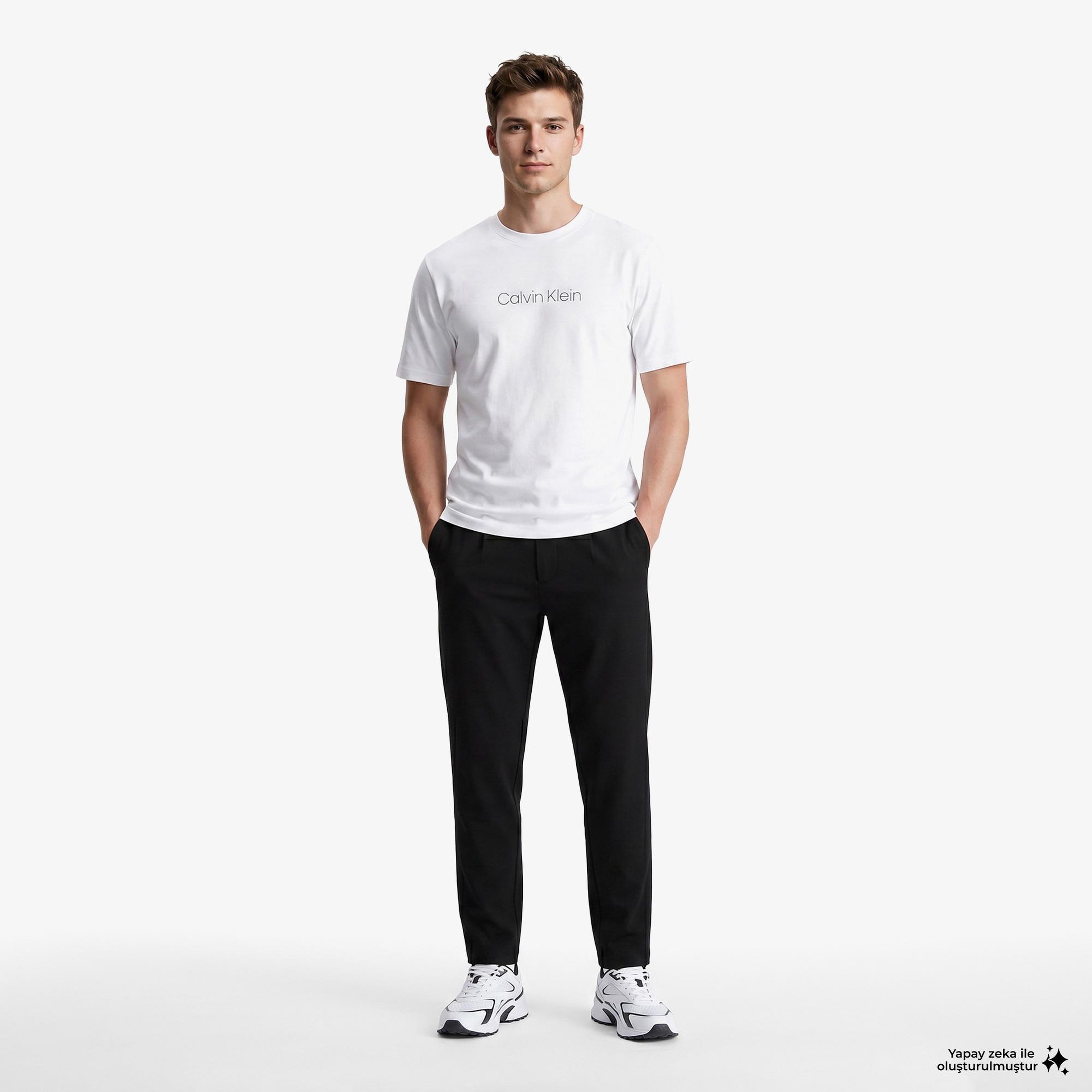 Calvin Klein Tapered Tech Knit Pleated Erkek Siyah Pantolon