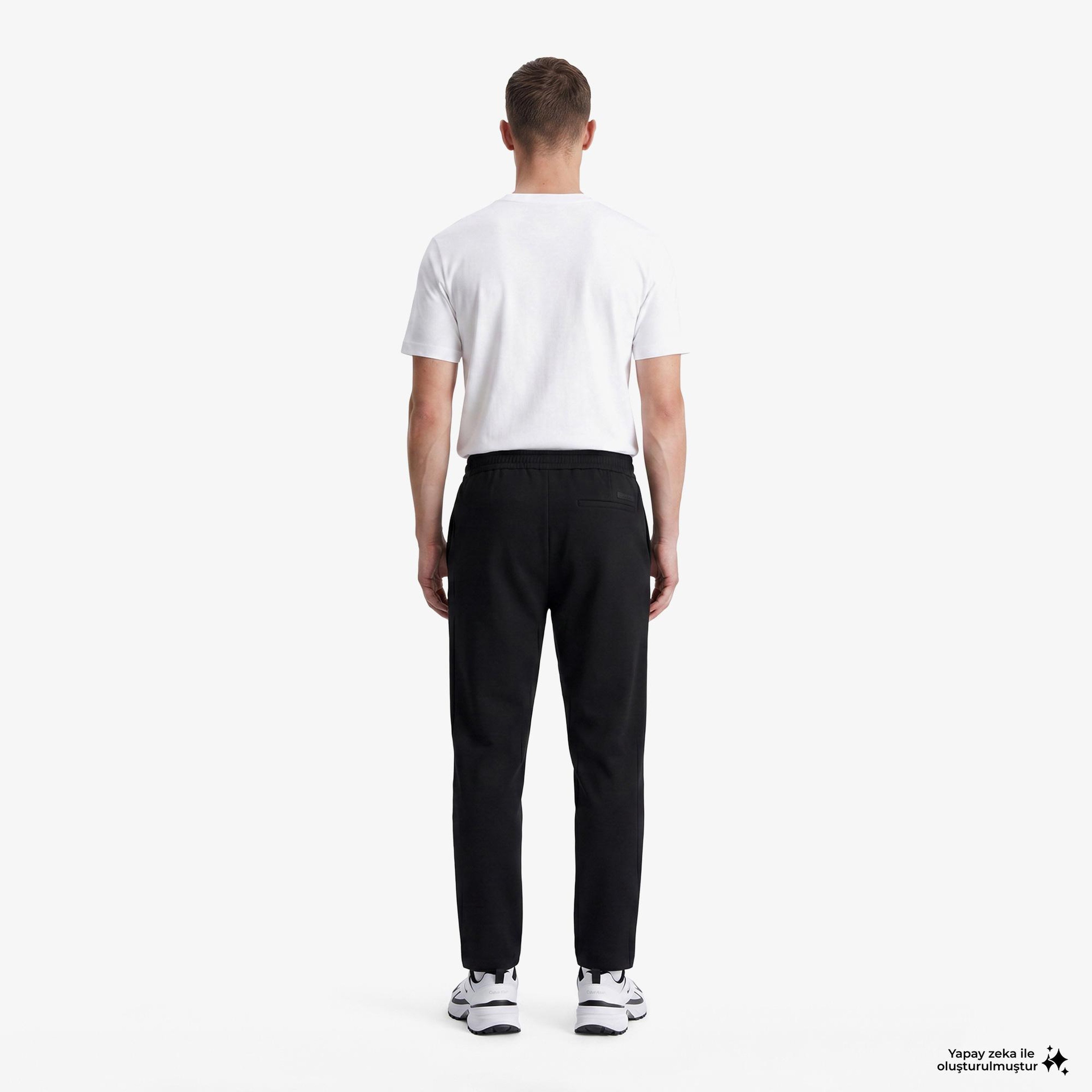 Calvin Klein Tapered Tech Knit Pleated Erkek Siyah Pantolon