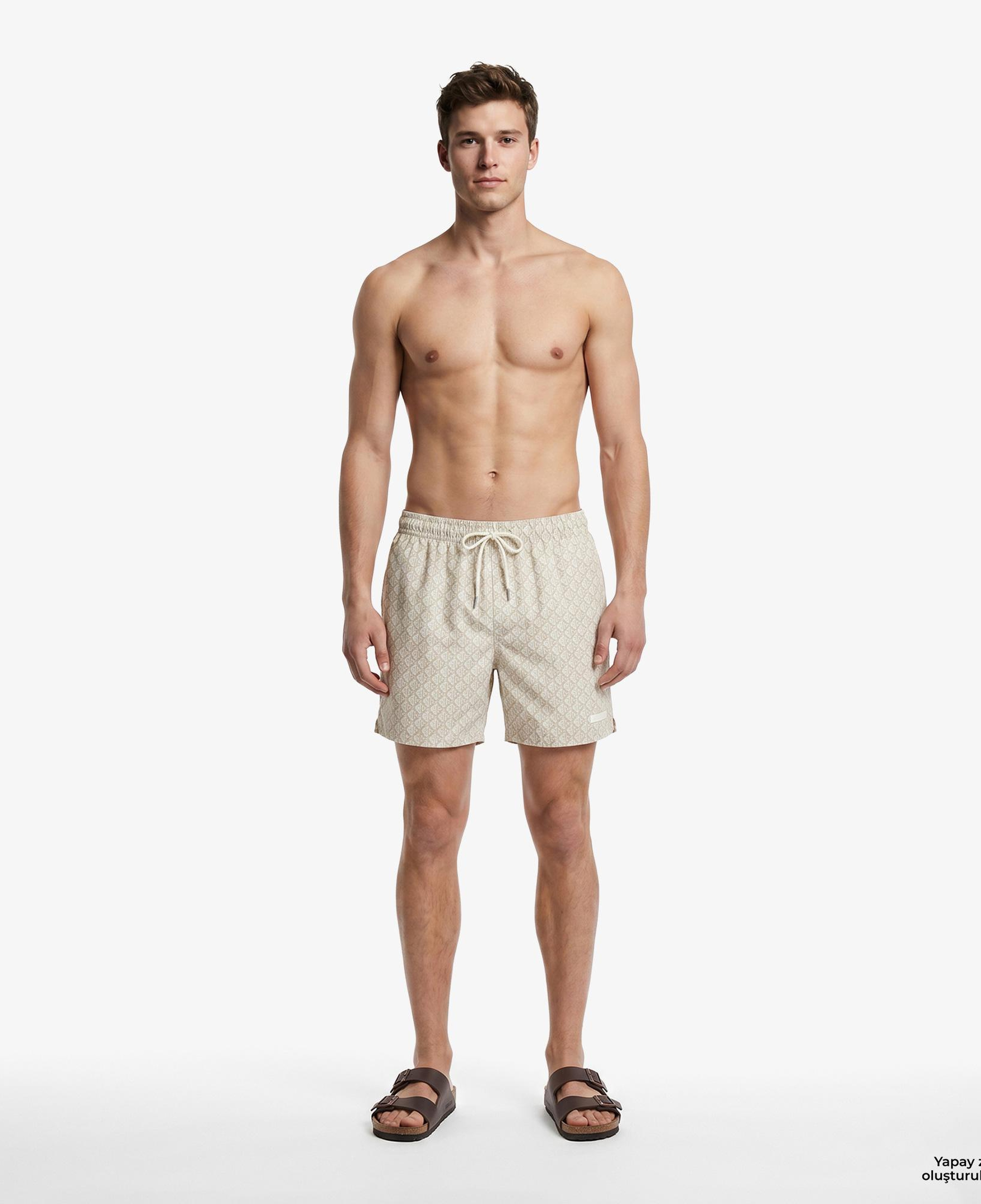 Calvin Klein Medium Drawstring Covered Erkek Haki Deniz Şortu