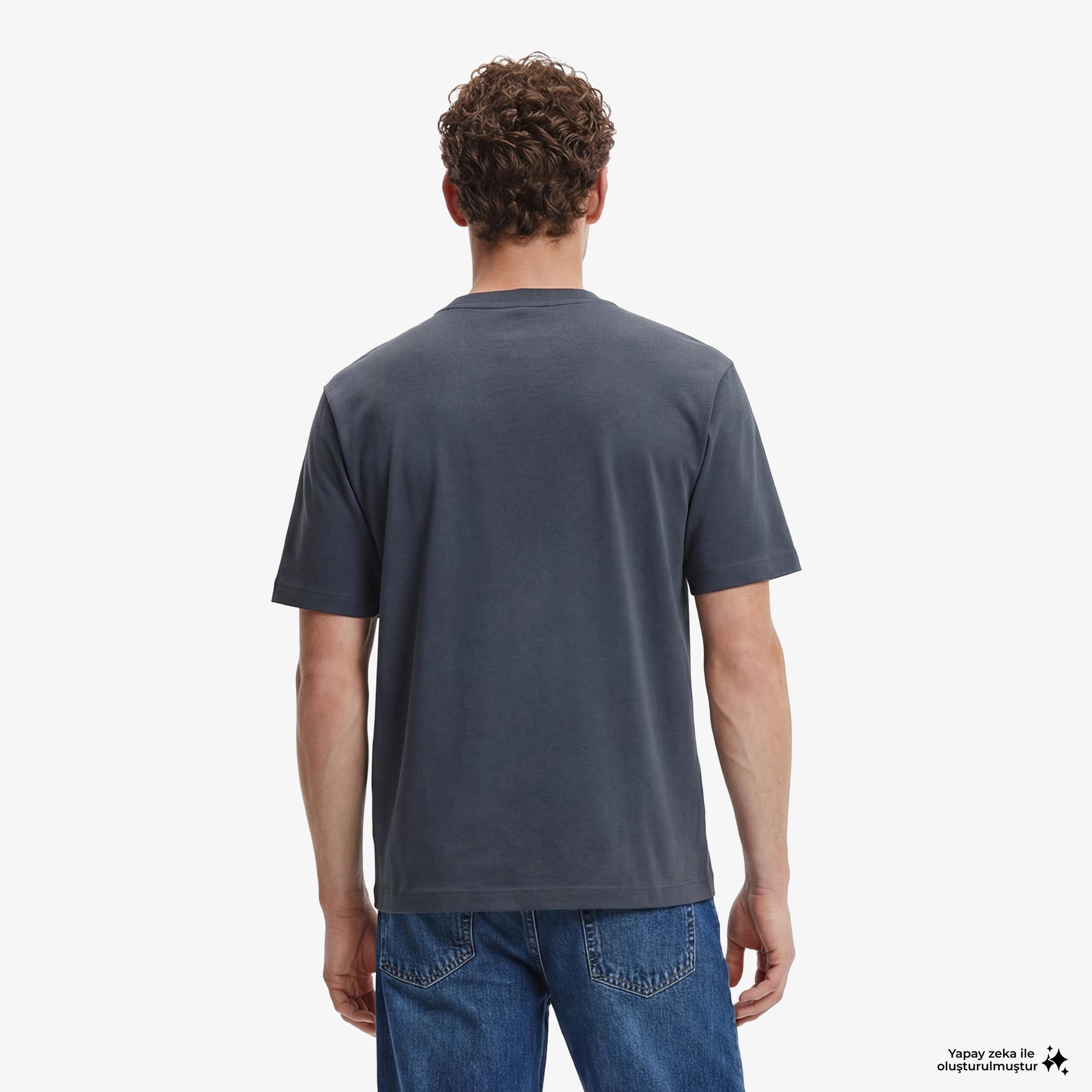 Calvin Klein Tricolor Monologo Graphic Erkek Mavi T-Shirt