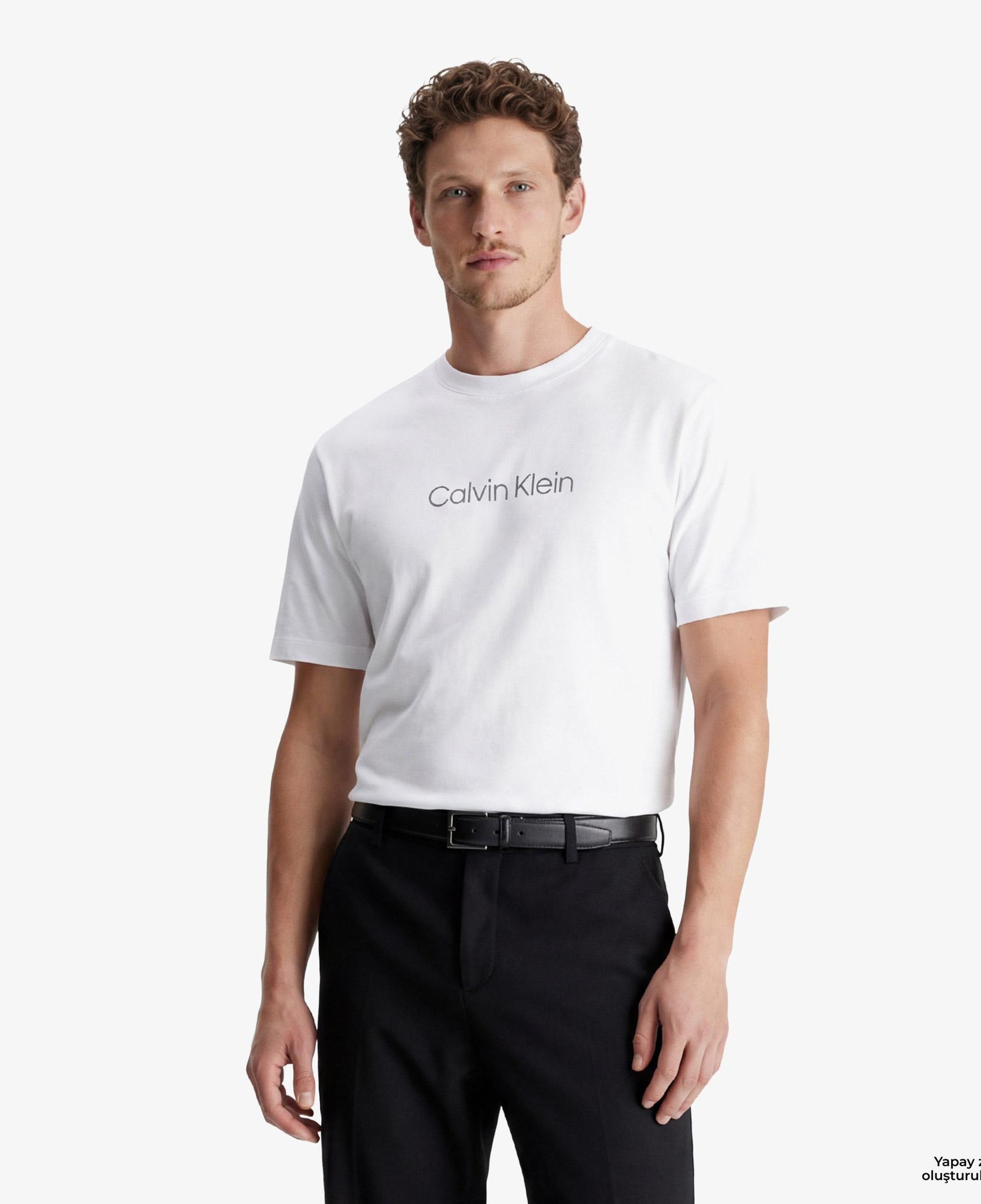 Calvin Klein Relaxed Standard Logo Crewnk Erkek Beyaz T-Shirt