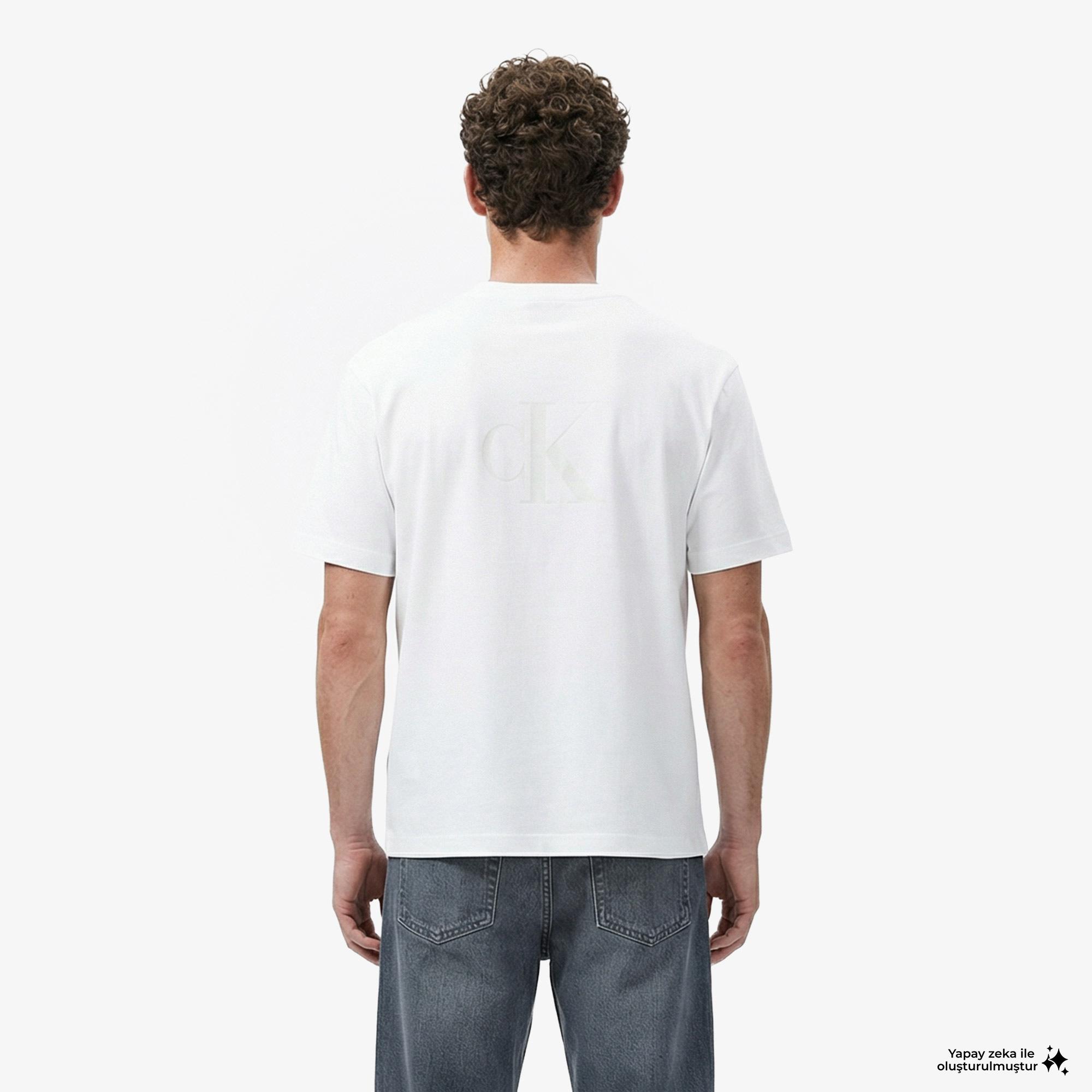 Calvin Klein 16S Elevated Monologo Erkek Beyaz T-Shirt