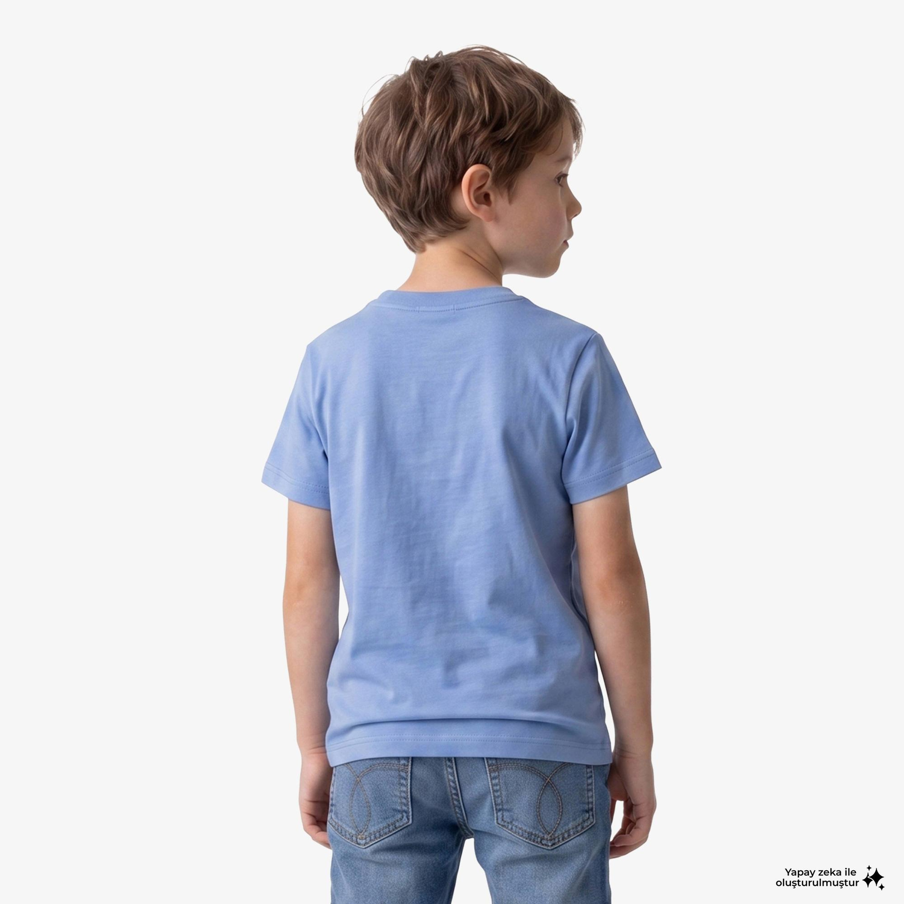 Calvin Klein Logo Çocuk Mavi T-Shirt