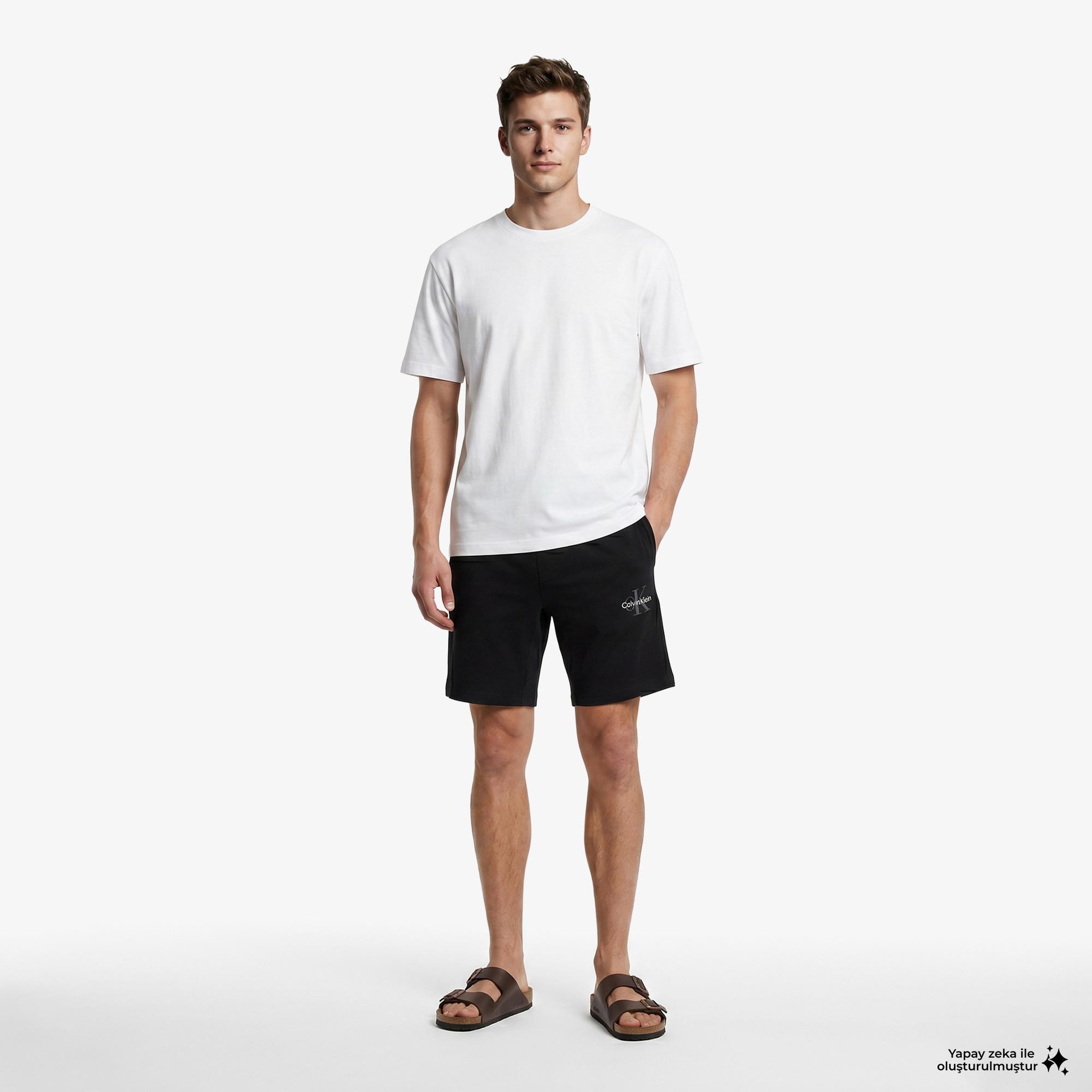 Calvin Klein Monogram Sleep Short Erkek Siyah Üst Pijama