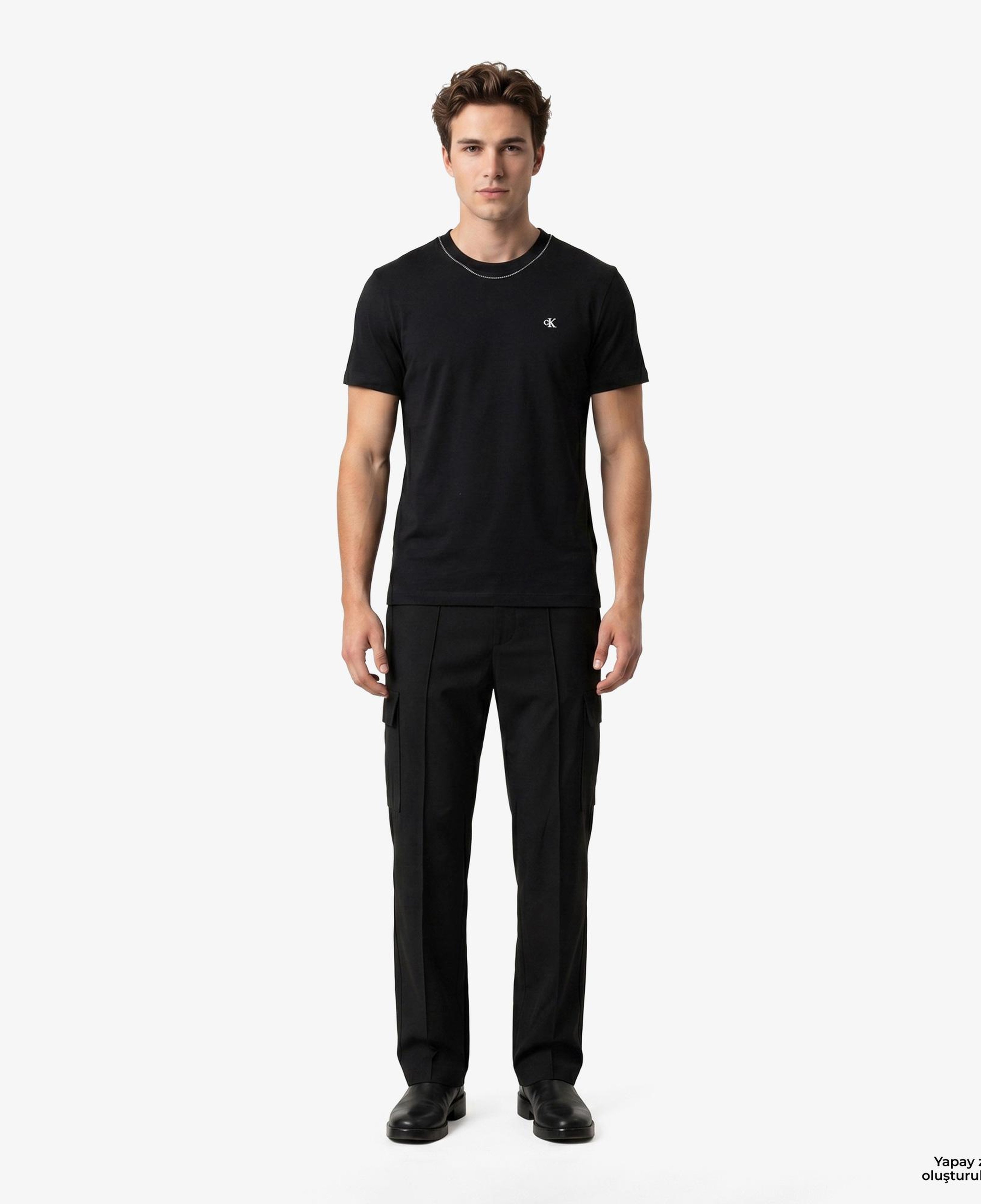 Calvin Klein Contrast Collar Stitch Crewnk Erkek Siyah T-Shirt
