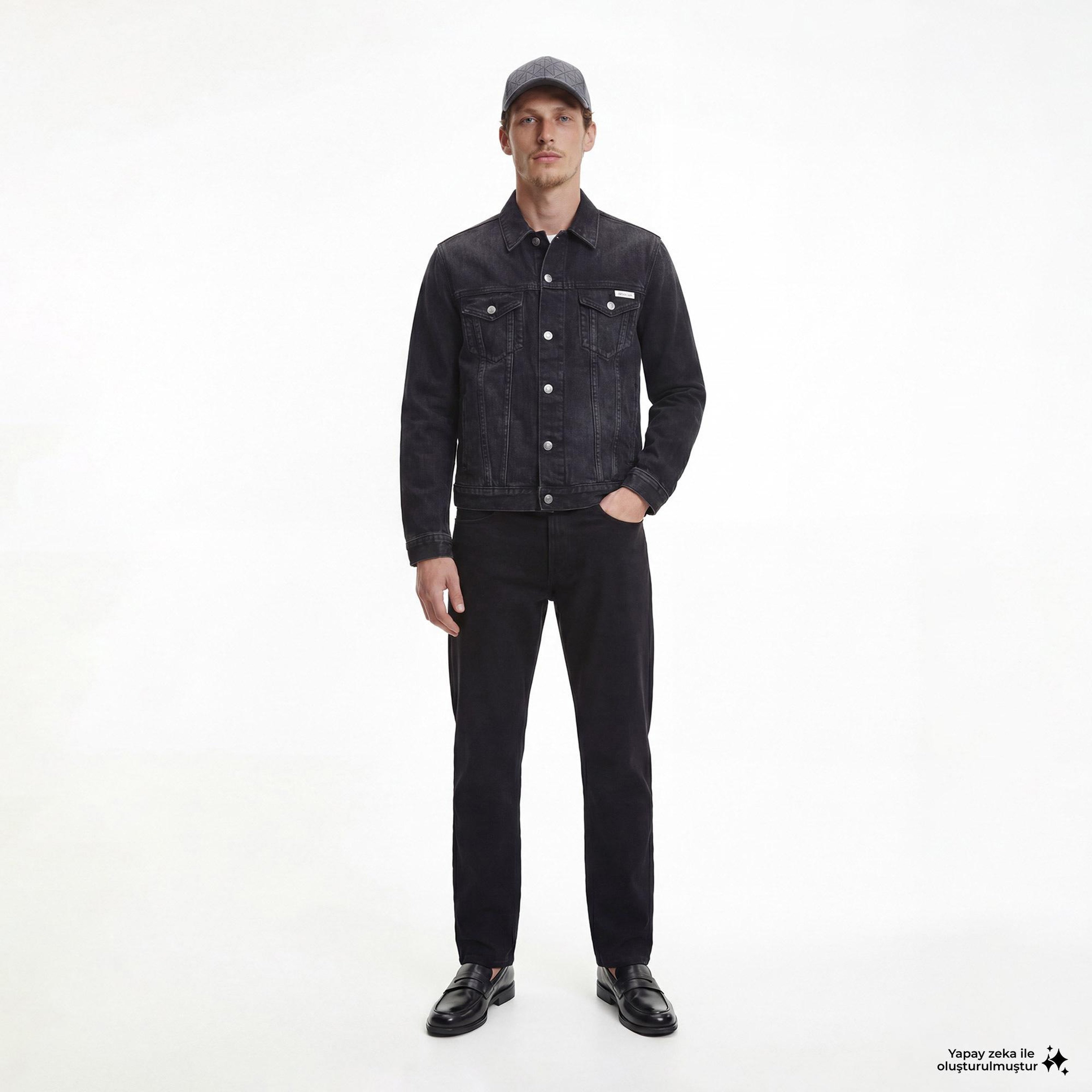 Calvin Klein Black Classic Trucker Erkek Siyah Ceket