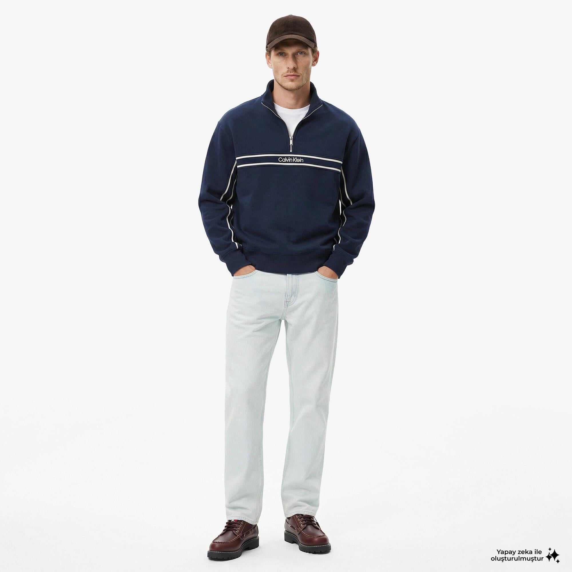 Calvin Klein 90S Straight Bleachout 205 Erkek Mavi Jean