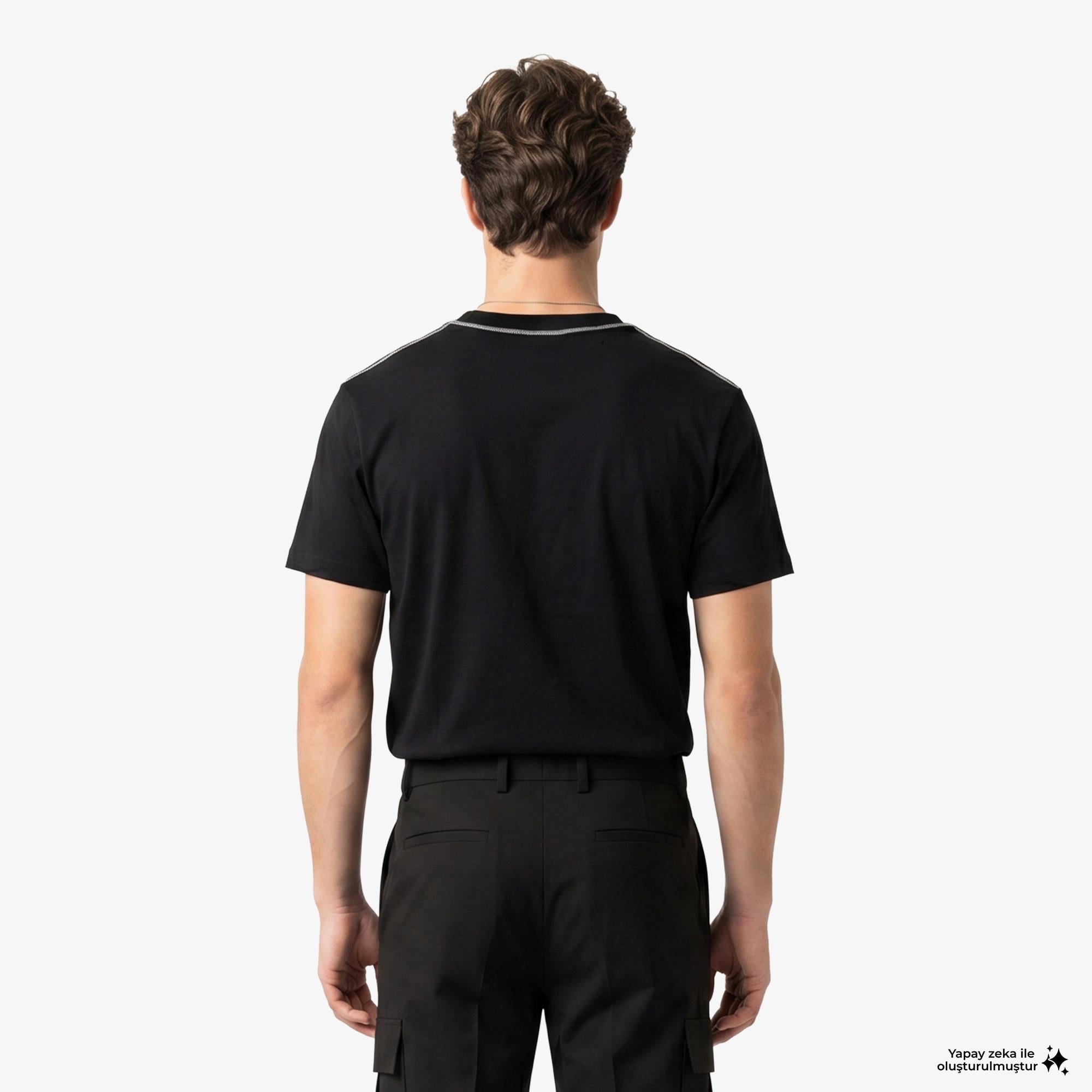 Calvin Klein Contrast Collar Stitch Crewnk Erkek Siyah T-Shirt