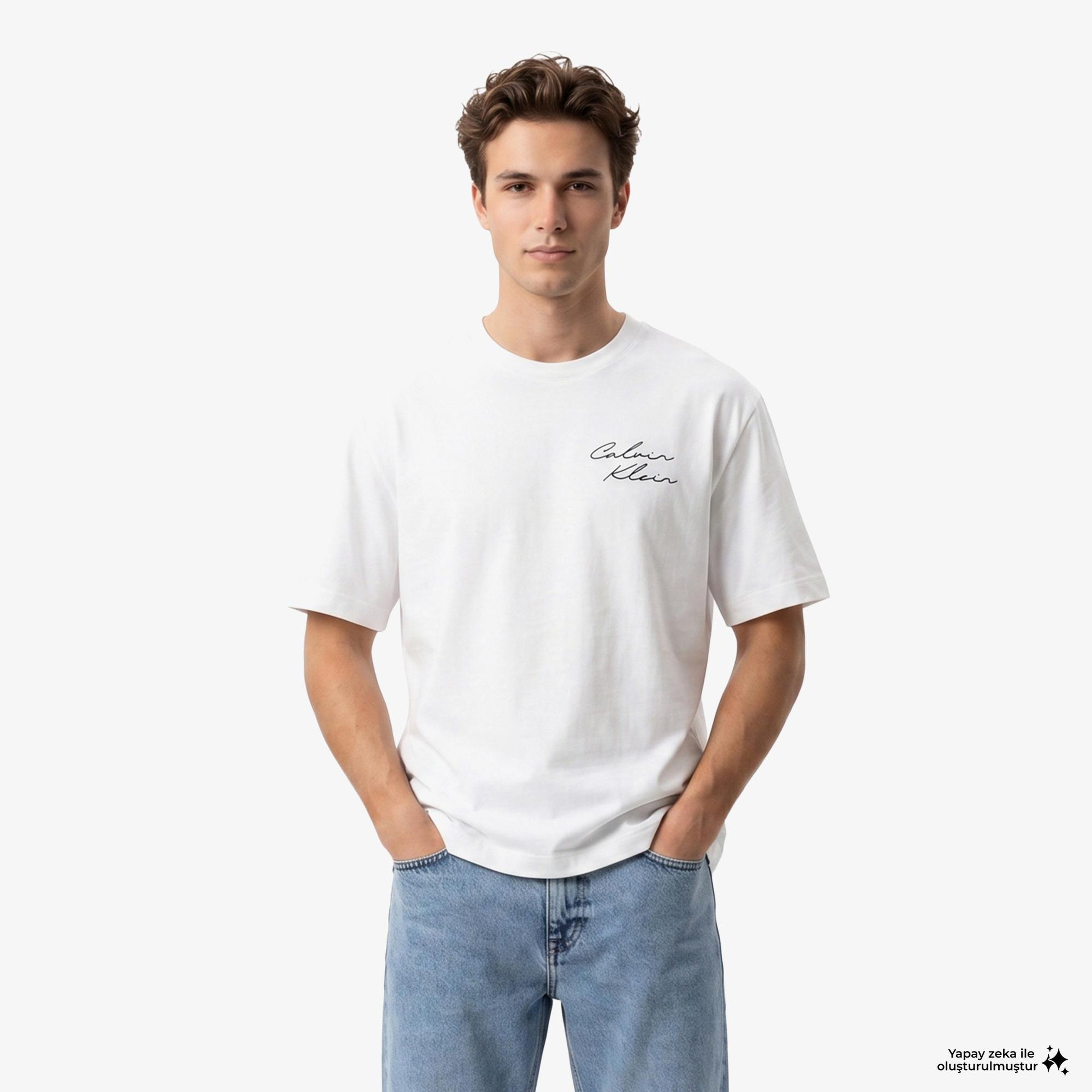 Calvin Klein April Graphic Seasonal Fashi Erkek Beyaz T-Shirt