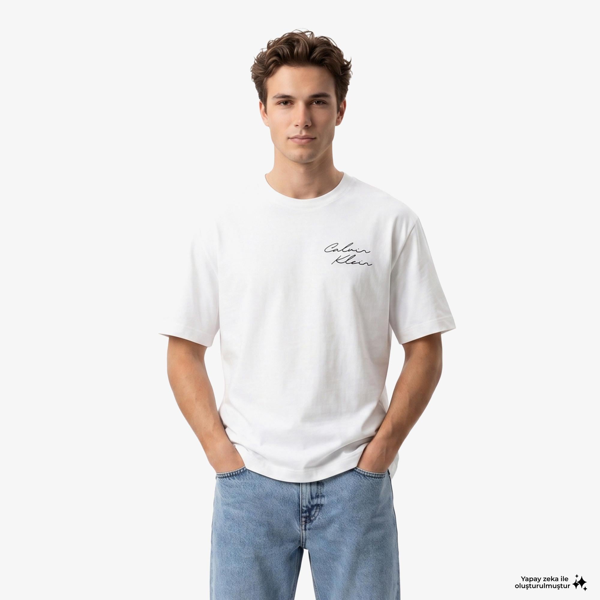 Calvin Klein April Graphic Seasonal Fashi Erkek Beyaz T-Shirt