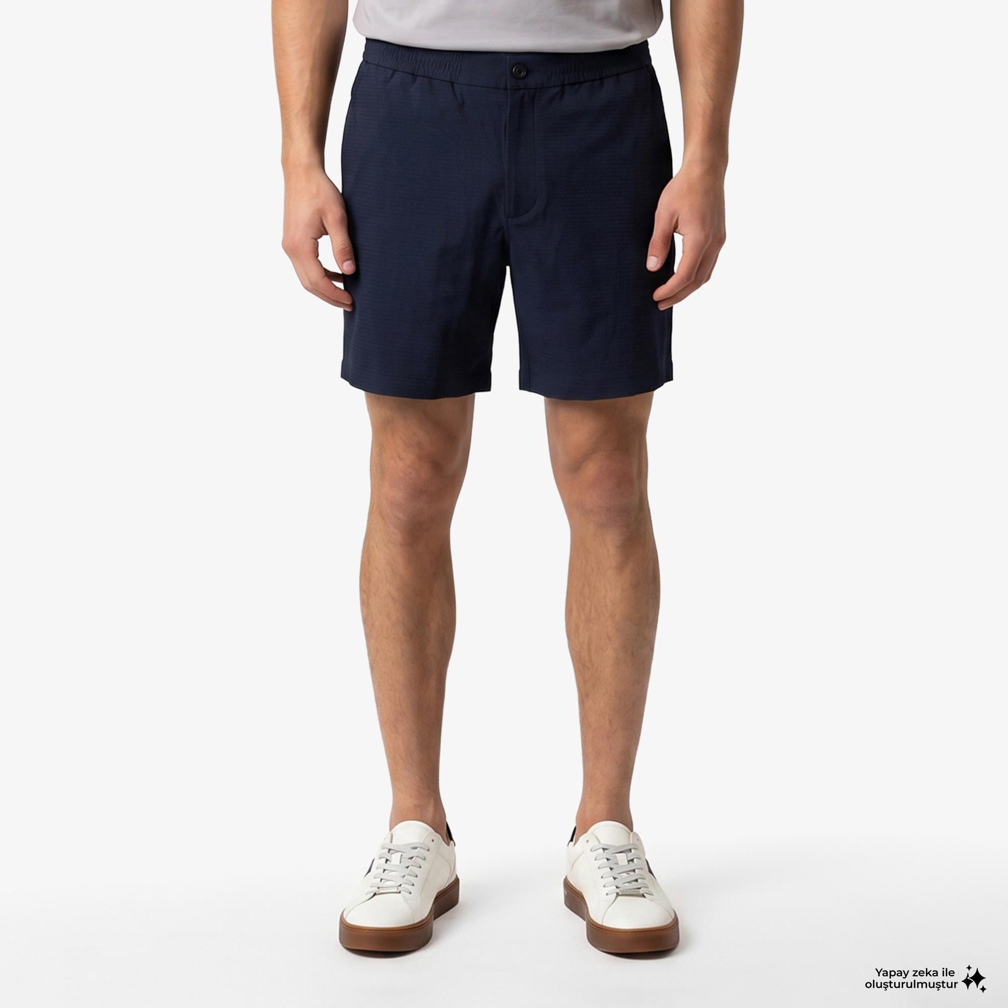 Calvin Klein Straight Seersucker Elastic Erkek Mavi Şort
