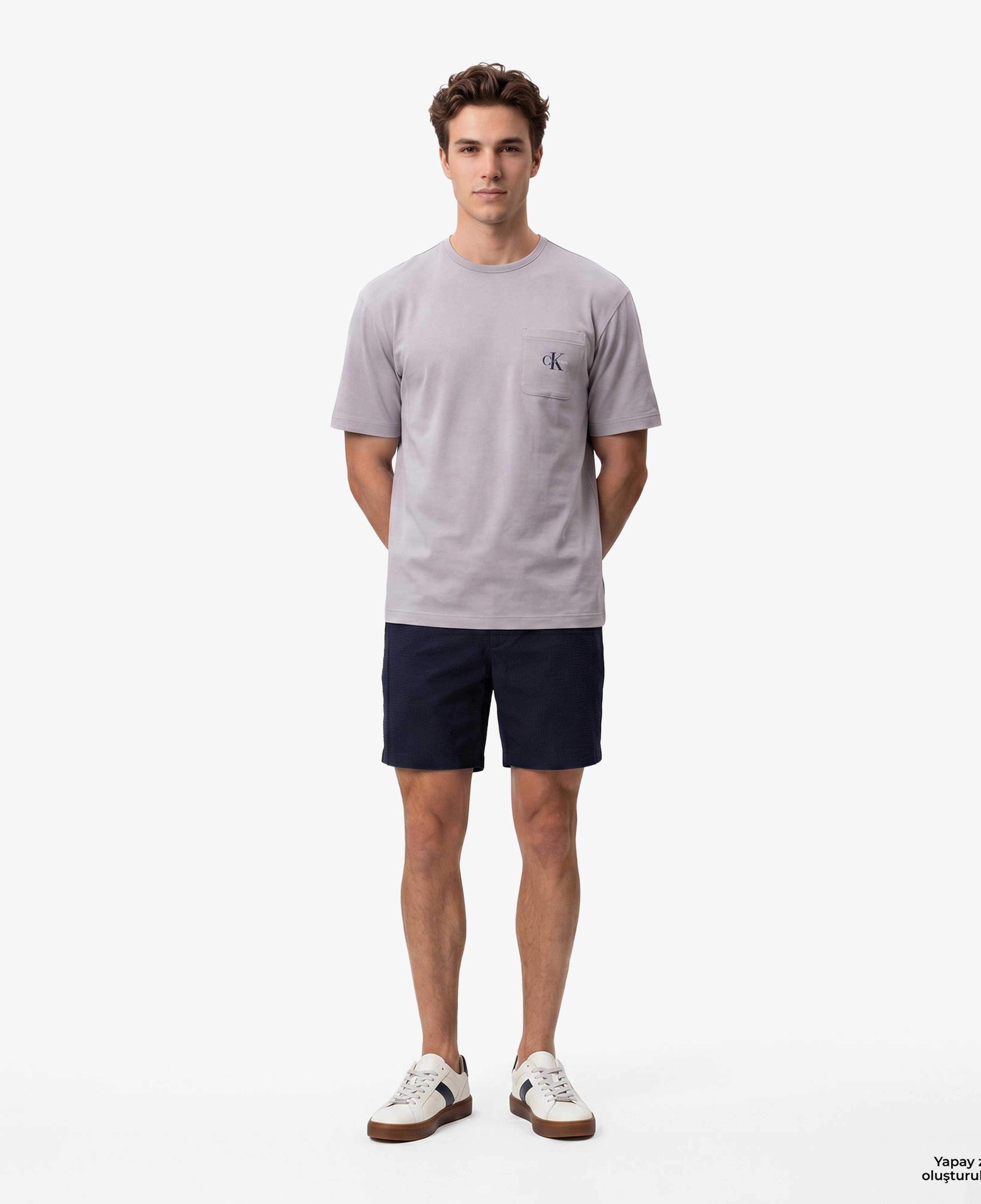 Calvin Klein Straight Seersucker Elastic Erkek Mavi Şort