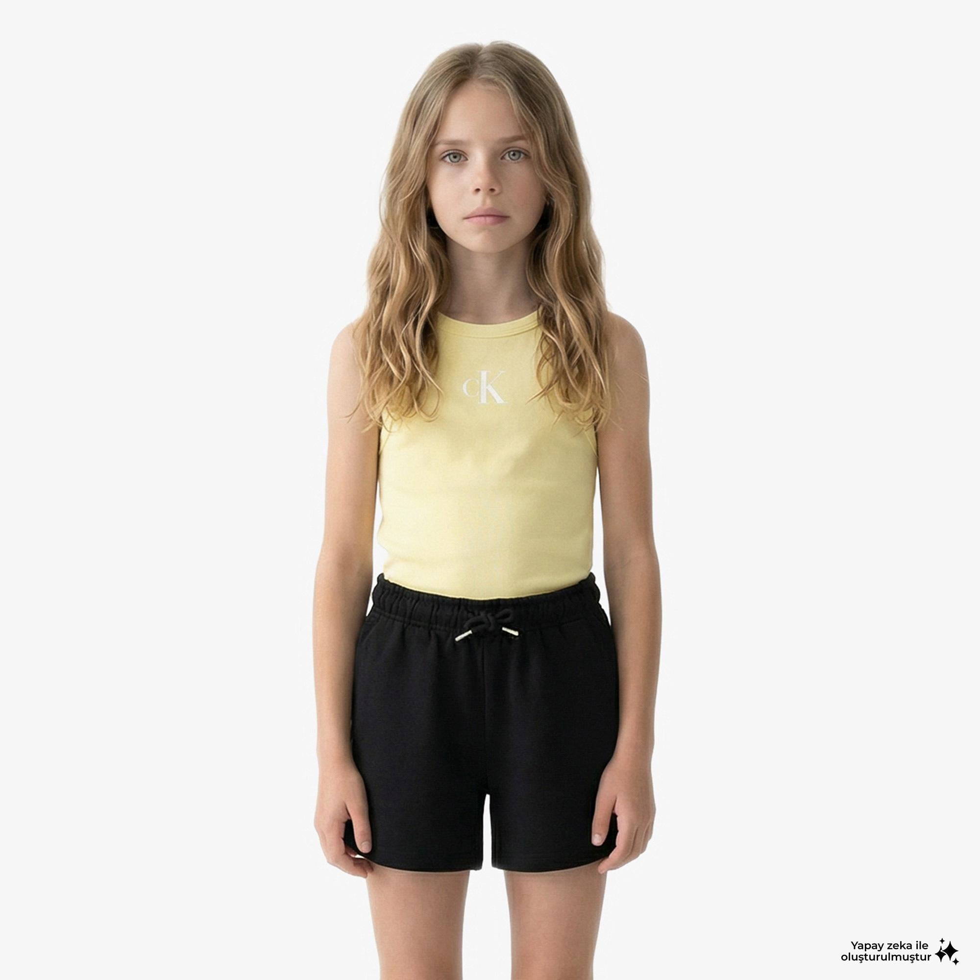 Calvin Klein Logo Çocuk Sarı Kolsuz T-Shirt