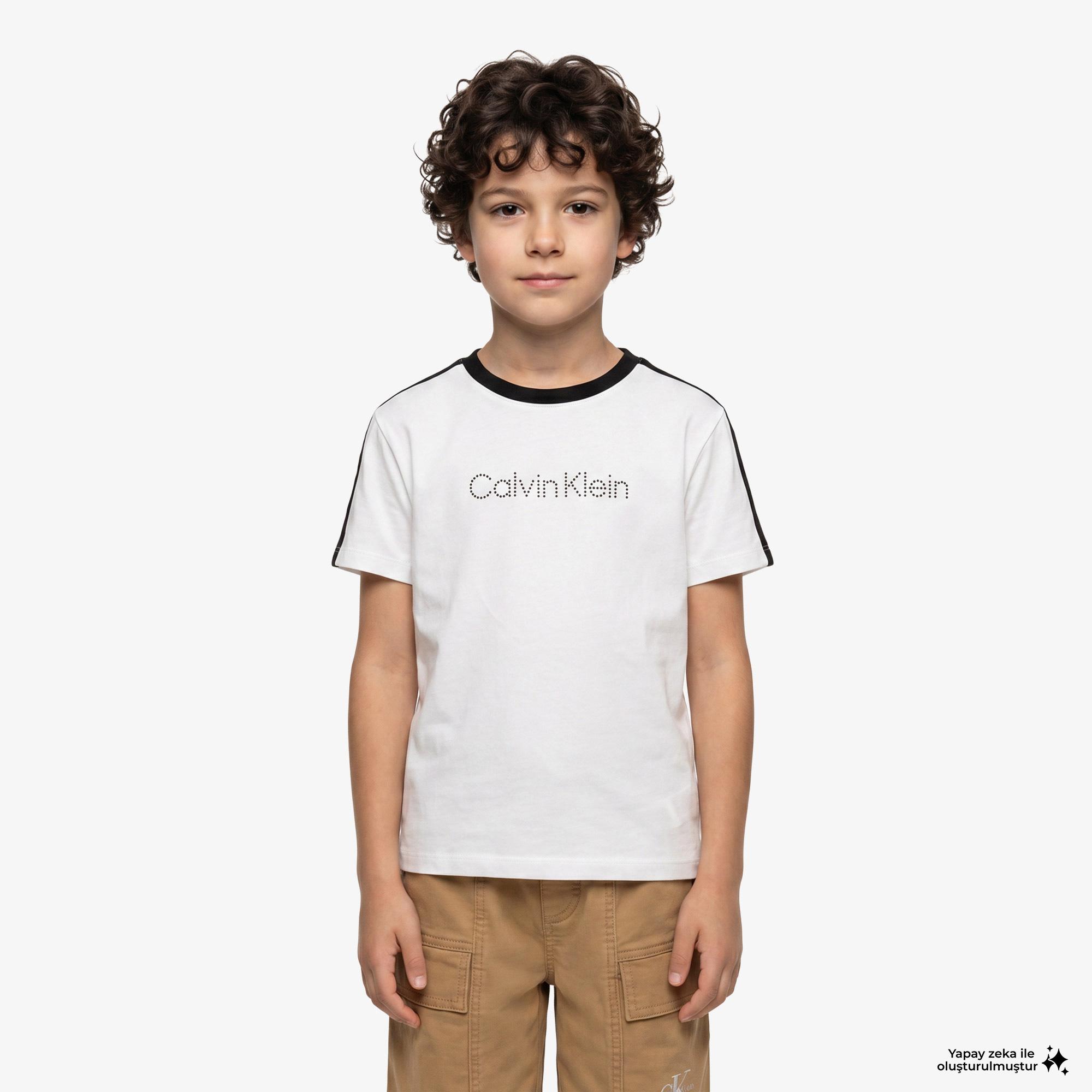 Calvin Klein Taping Çocuk Beyaz T-Shirt