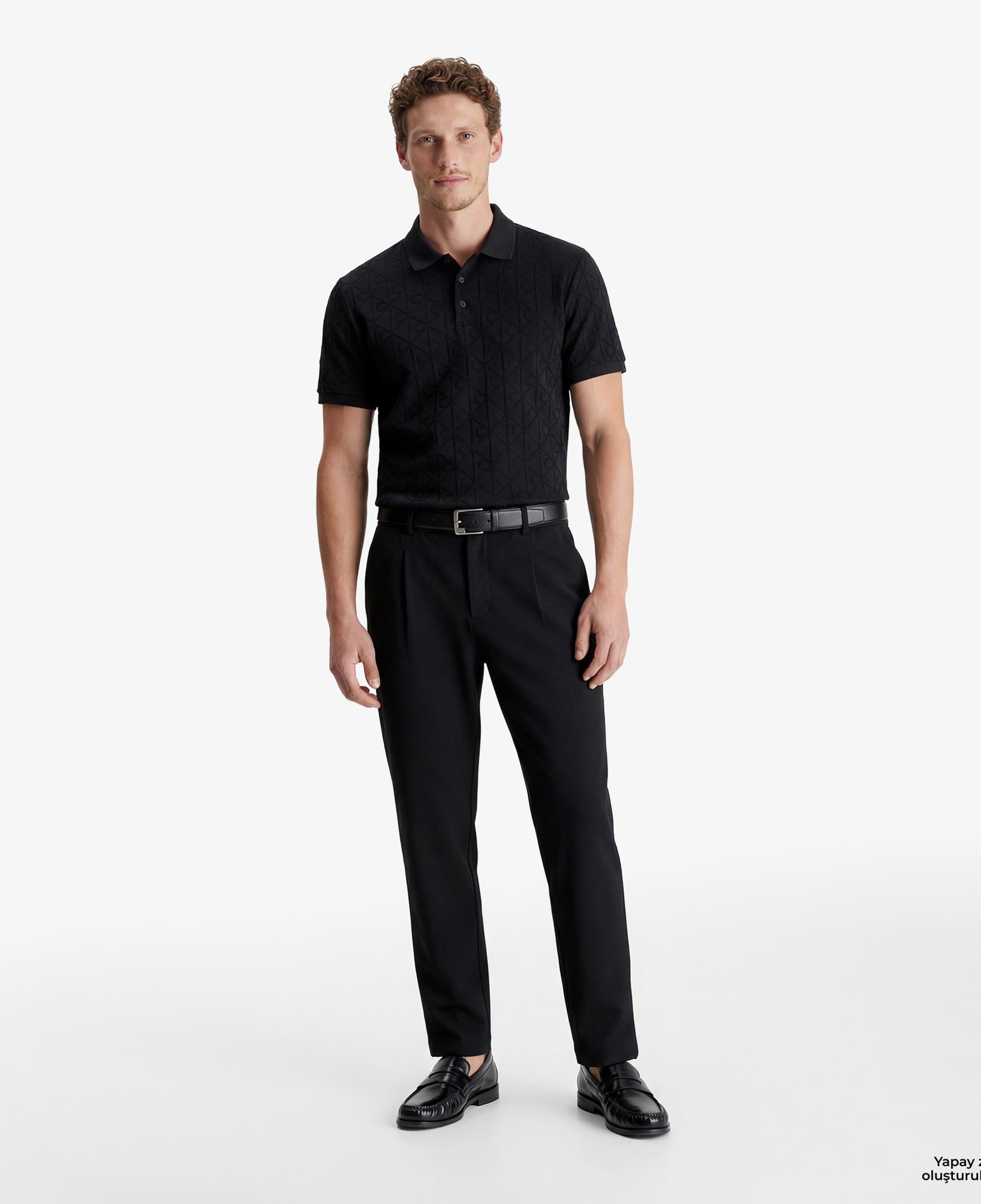 Calvin Klein Slim Tapered Knit Pleated Erkek Siyah Pantolon