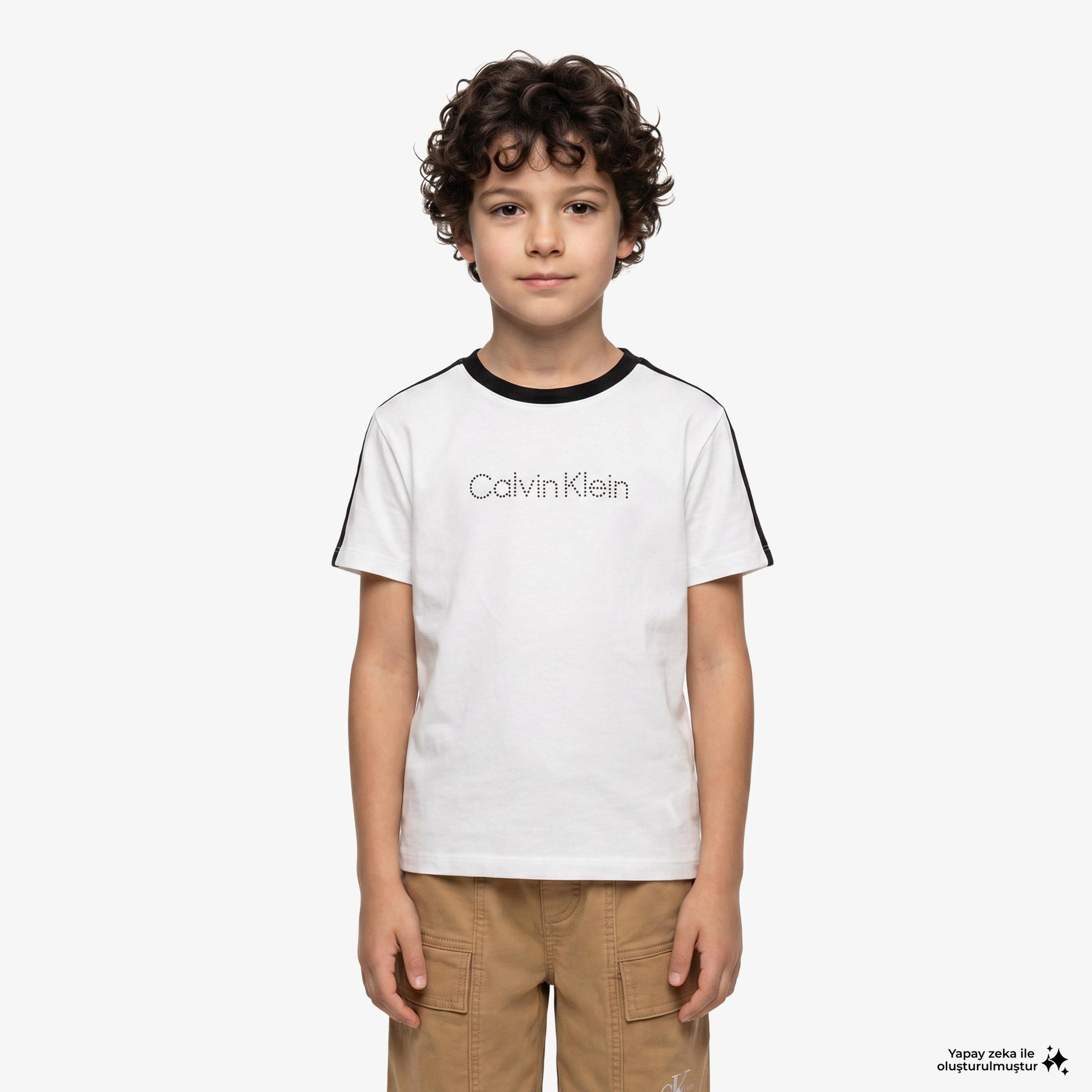 Calvin Klein Taping Çocuk Beyaz T-Shirt