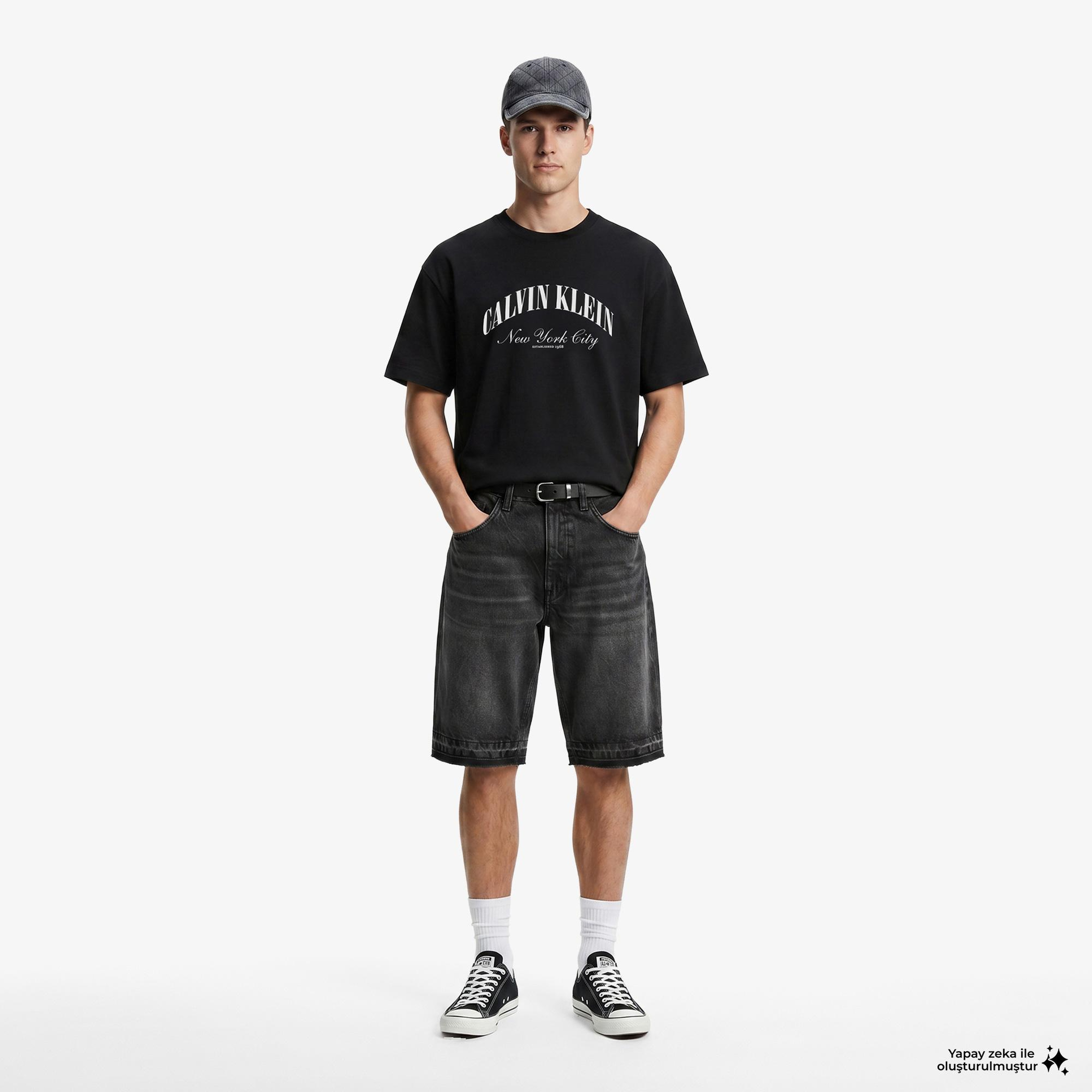 Calvin Klein Relaxed Premium Ringer  Erkek Siyah T-Shirt